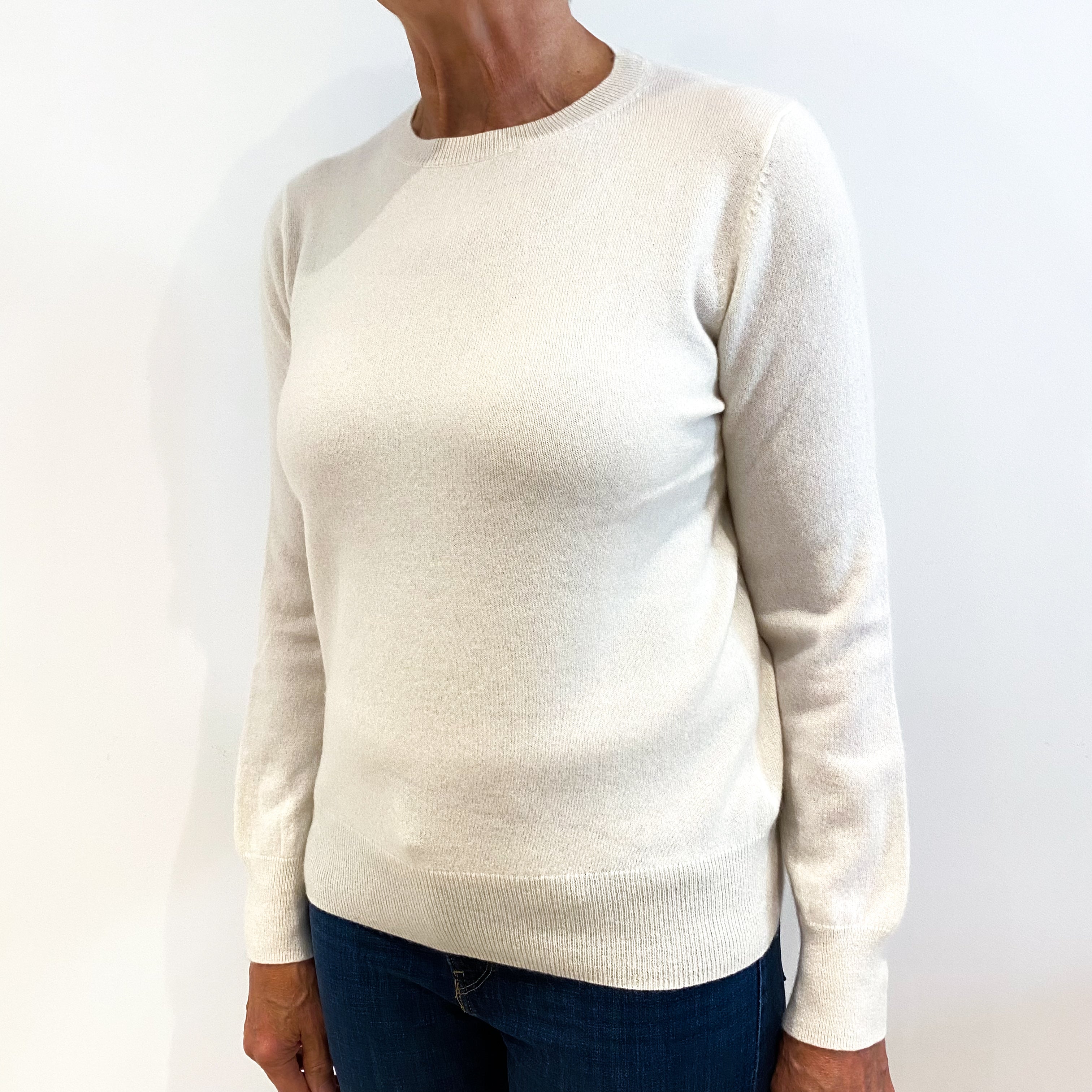 Cream Slouchy Cashmere Crew Neck Jumper Medium