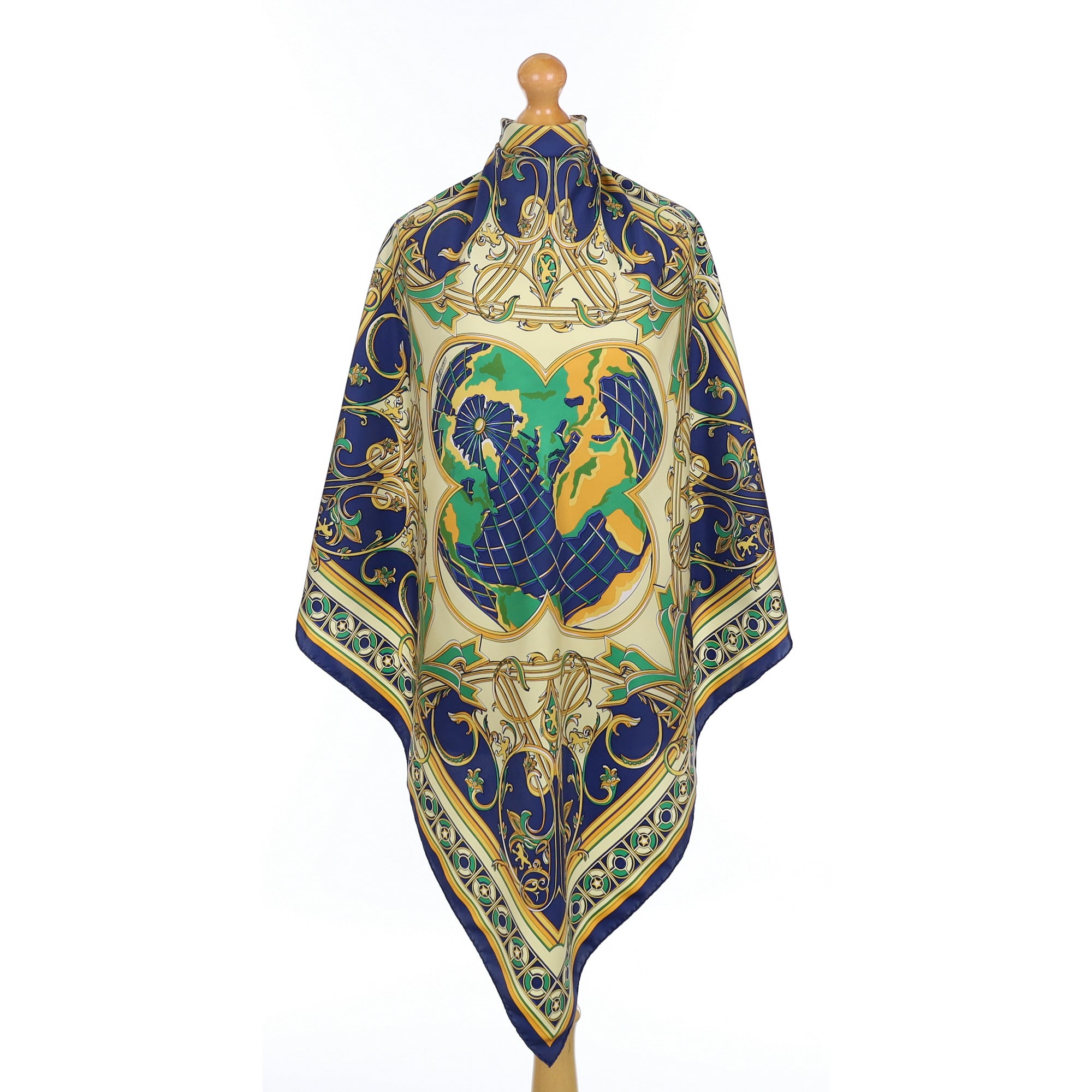 Blue Baroque Style Silk Scarf