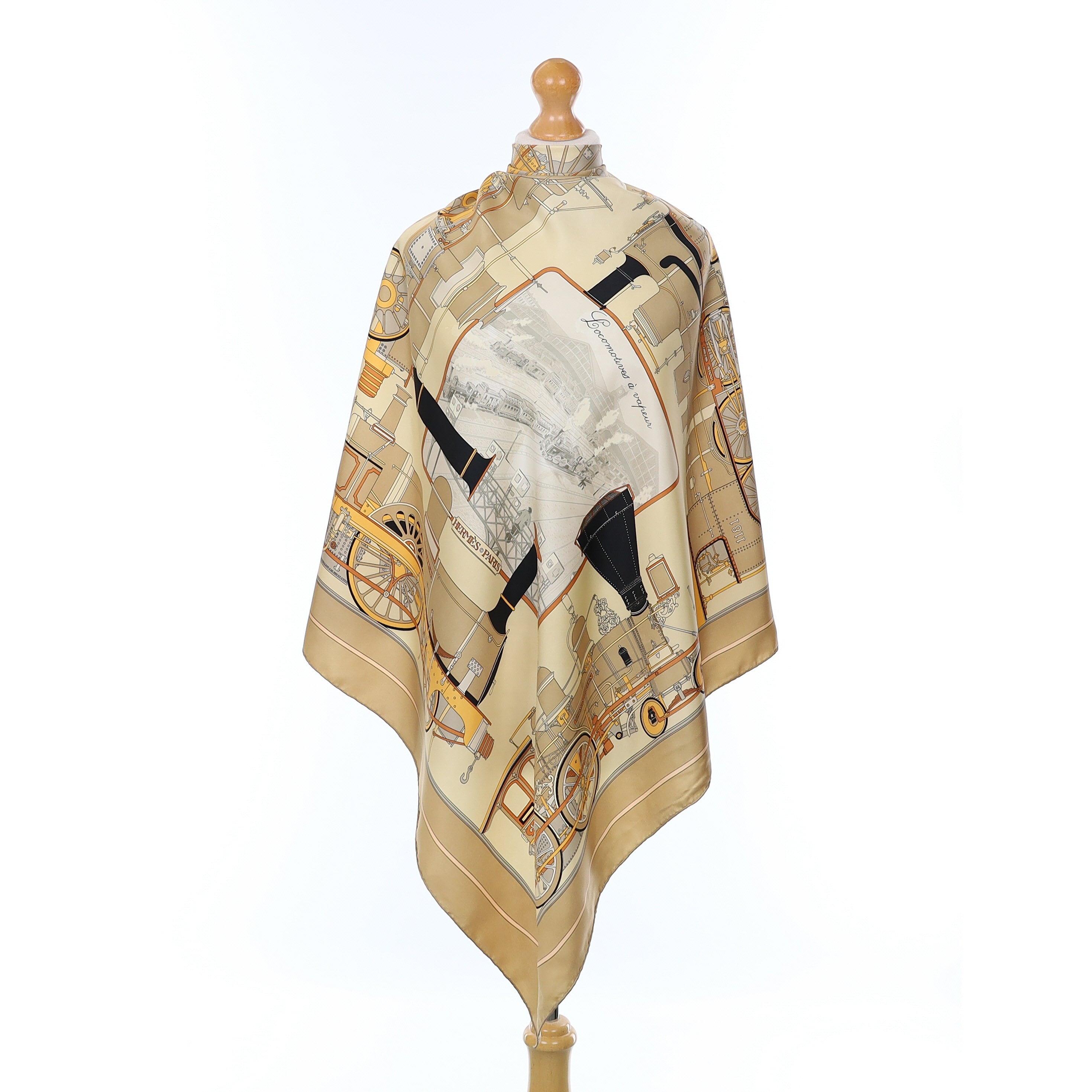 Hermès Locomotives À Vapeur Silk Scarf Rare