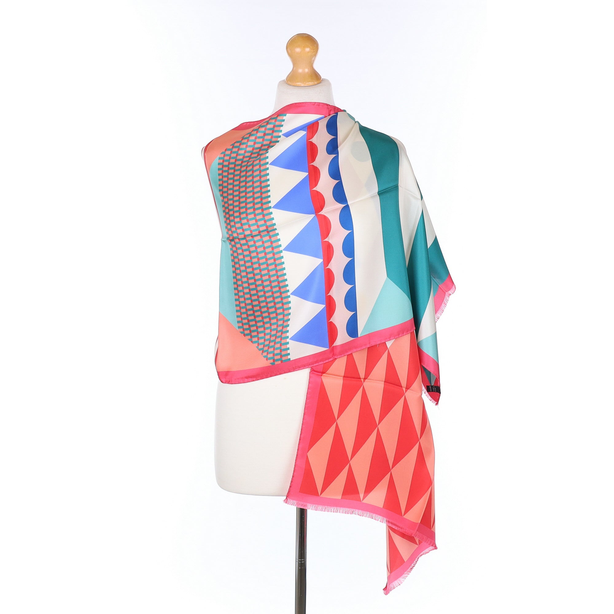 Brand New Italian Colourful Geometric Silk Wrap