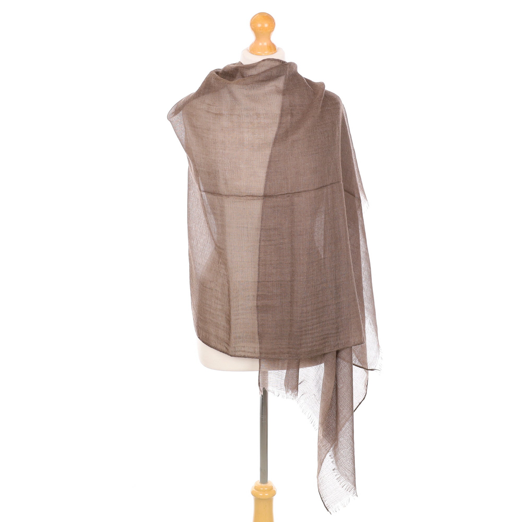 Brand New Boxed Taupe Brown Hermès Cashmere Blend Wrap