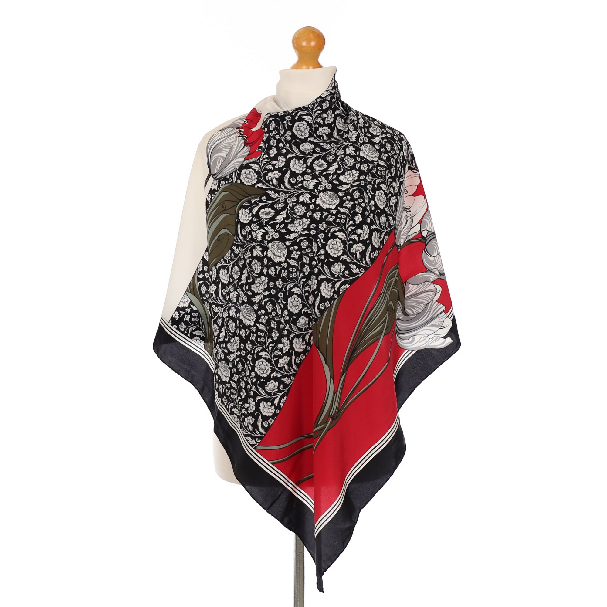Aquascutum Abstract Floral Silk Scarf