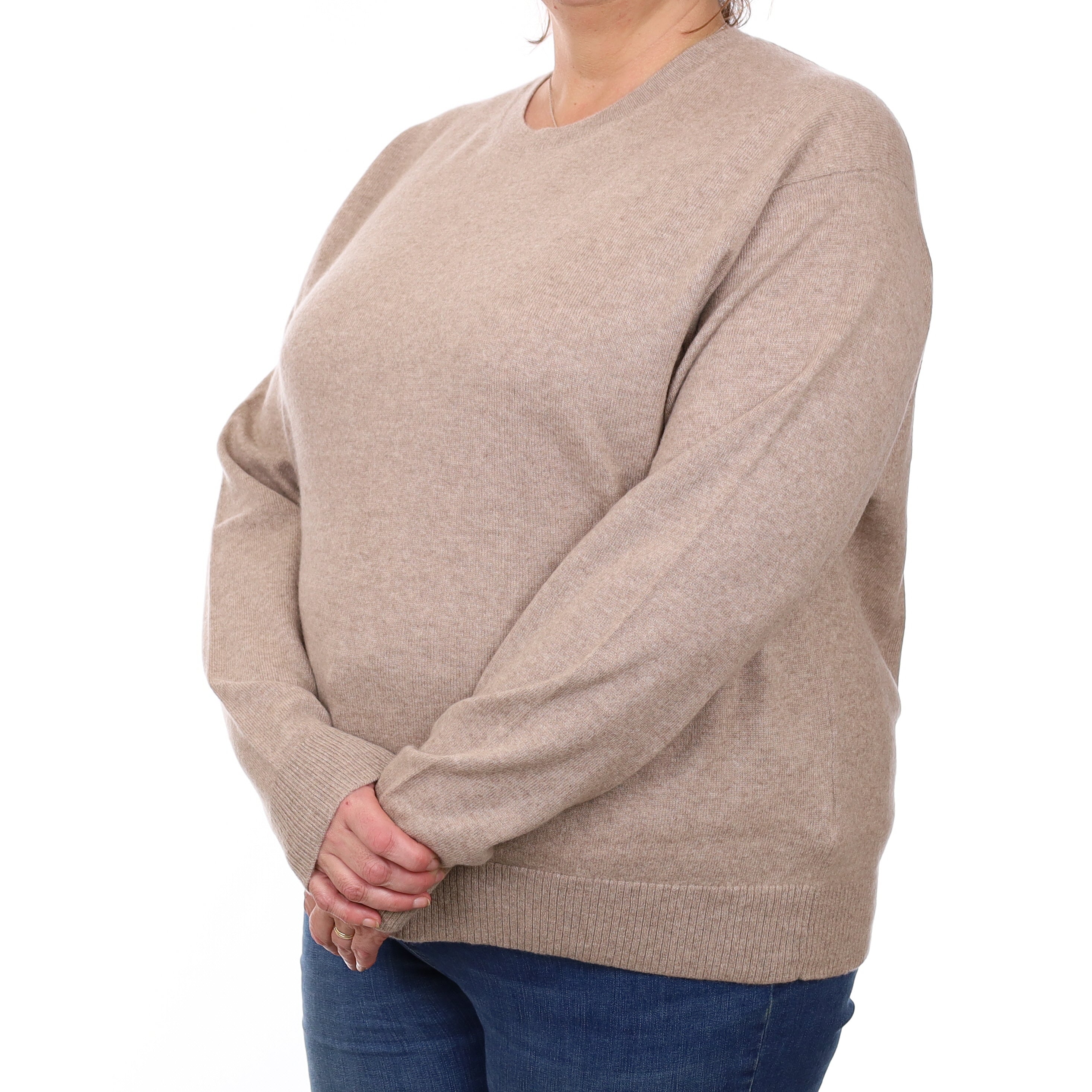 Mink Brown Cashmere Crew Neck Jumper 3XL