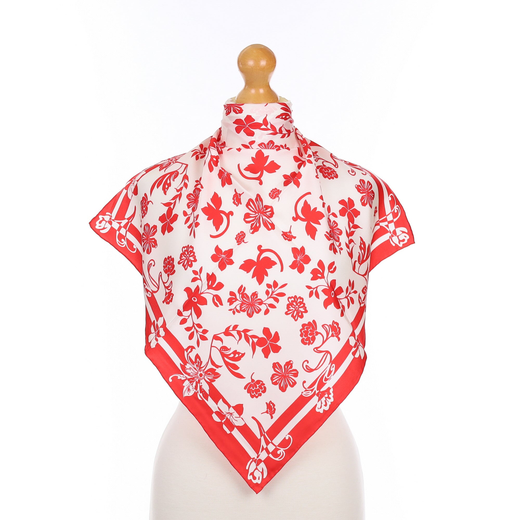 Brand New Fraas Red Floral Silk Scarf