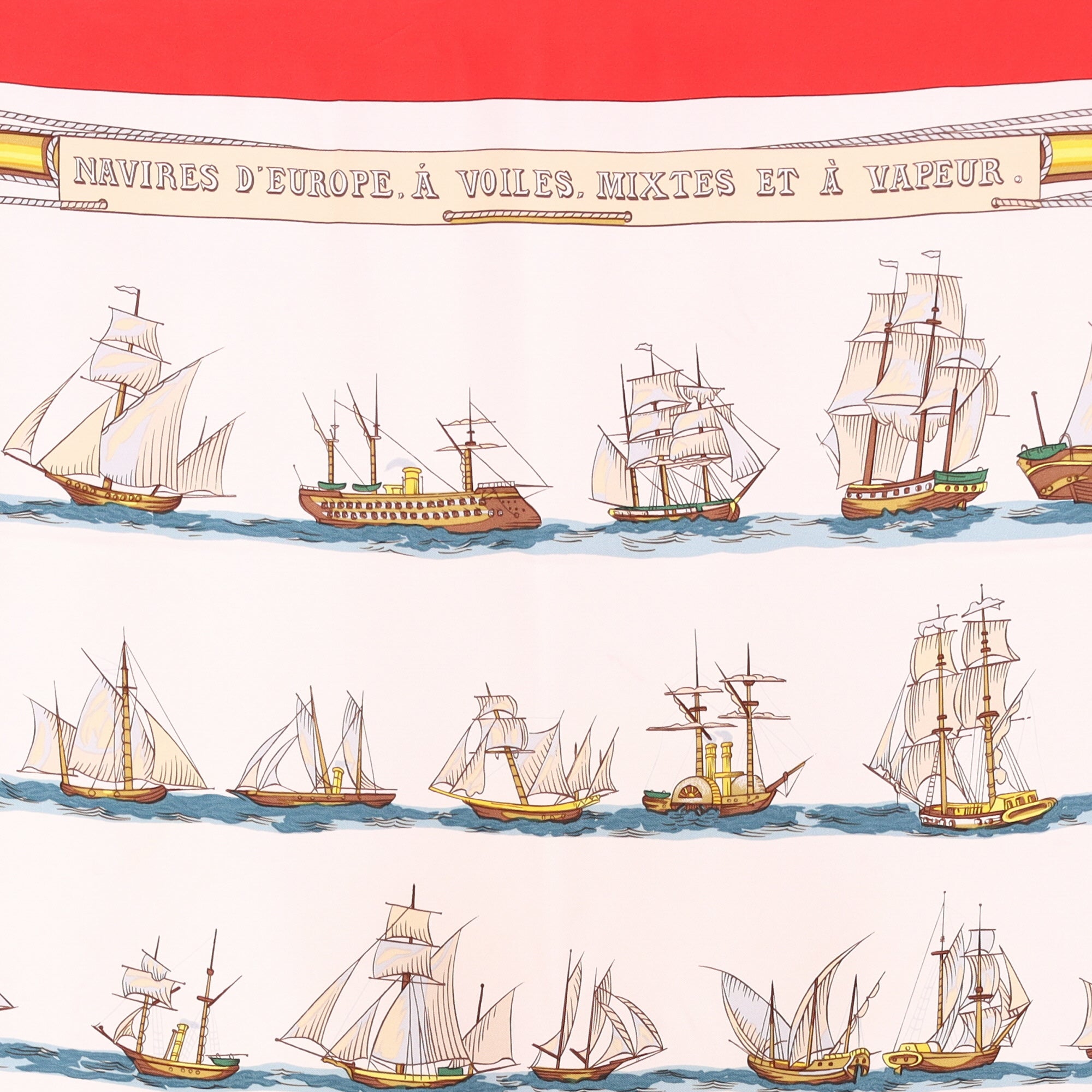 Hermès Navires D’Europe Vintage Silk Scarf Quite Rare