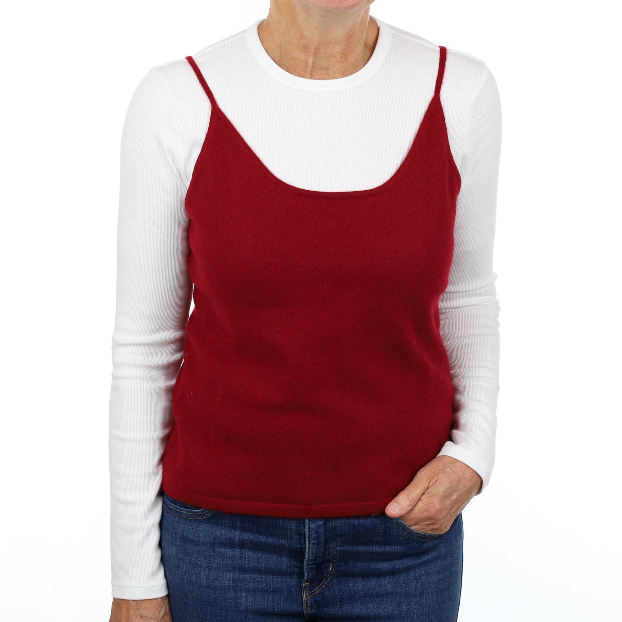 Crimson Red Cashmere Cami Vest Medium