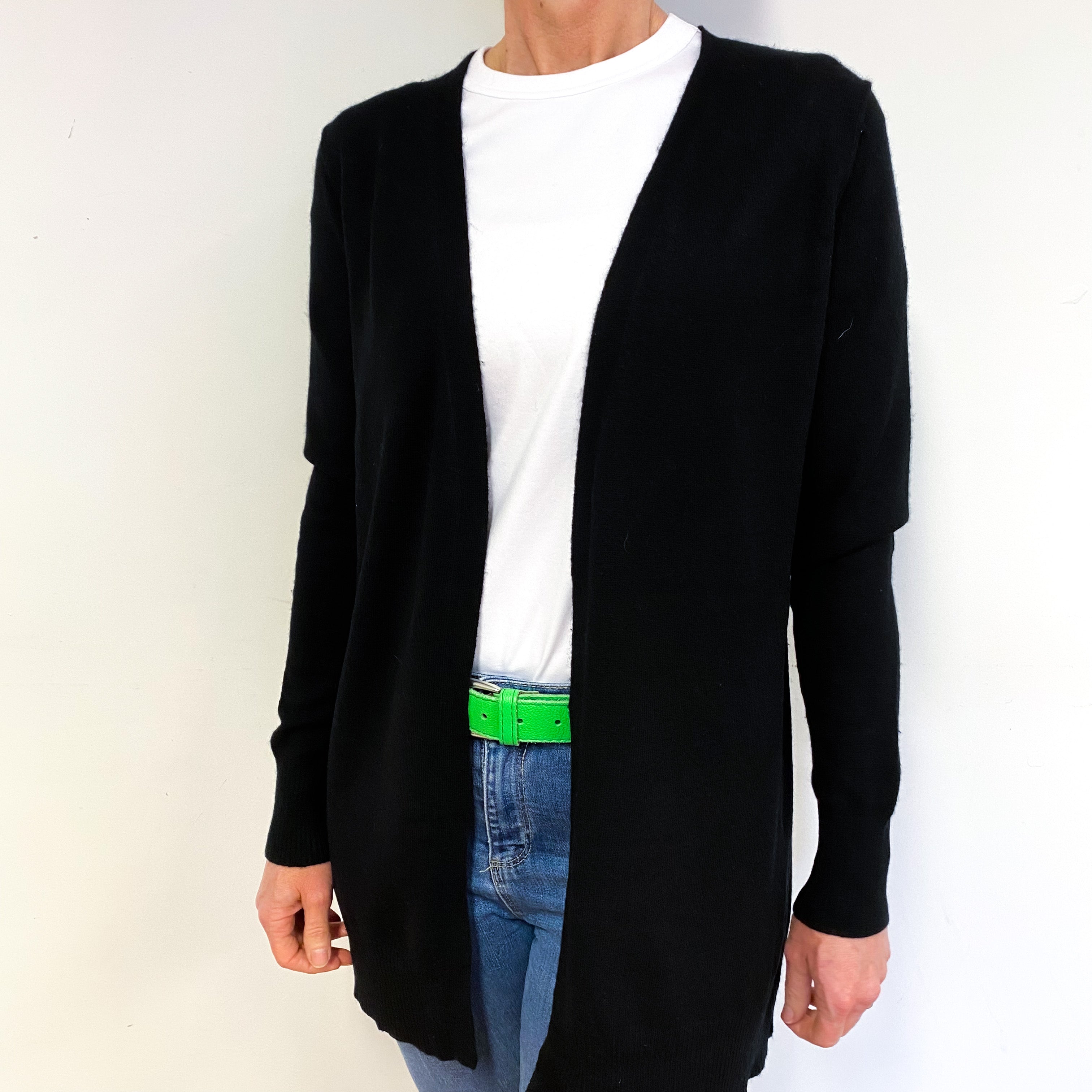 Black Cashmere Edge to Edge Cardigan Medium