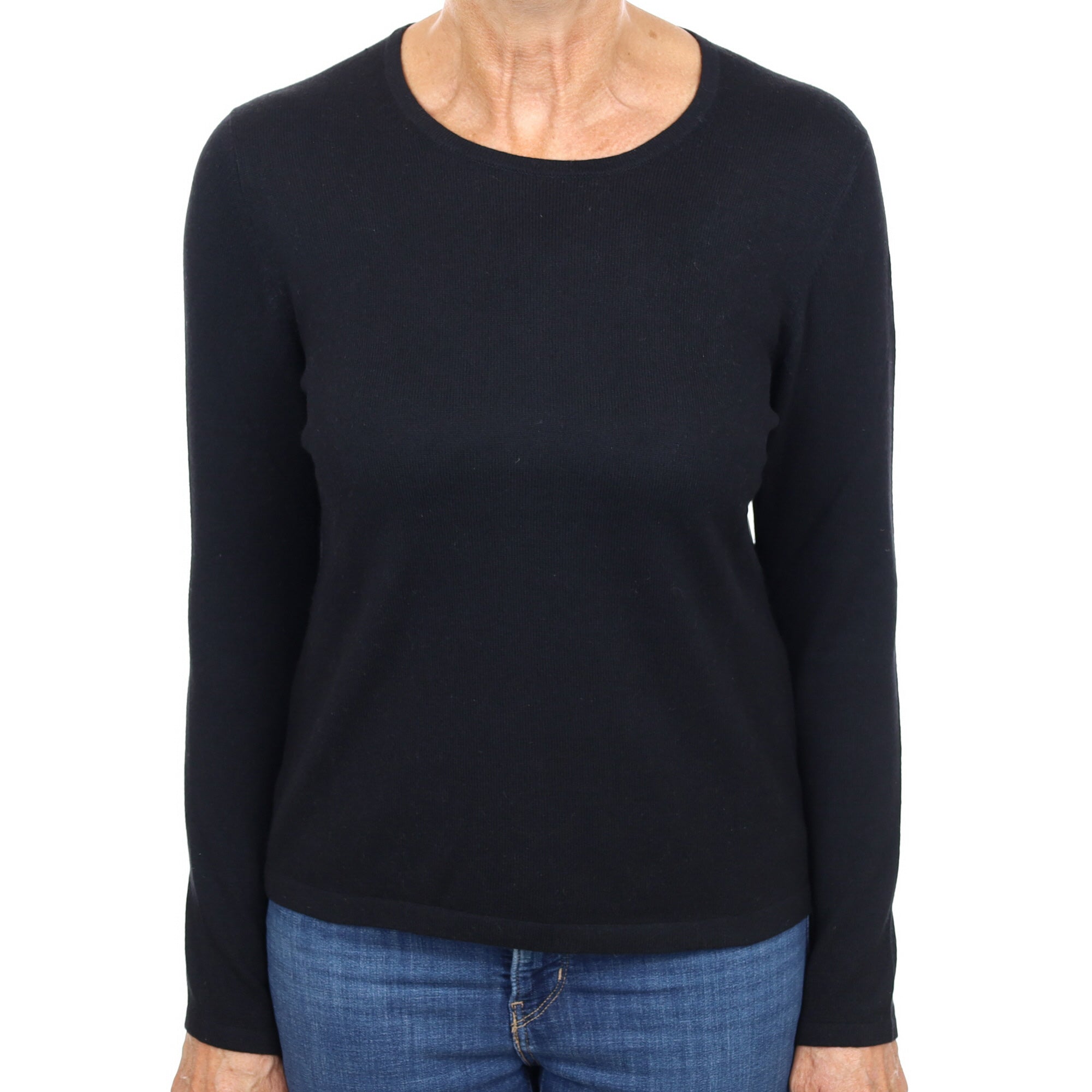 Black Cashmere Crew Neck Jumper Small