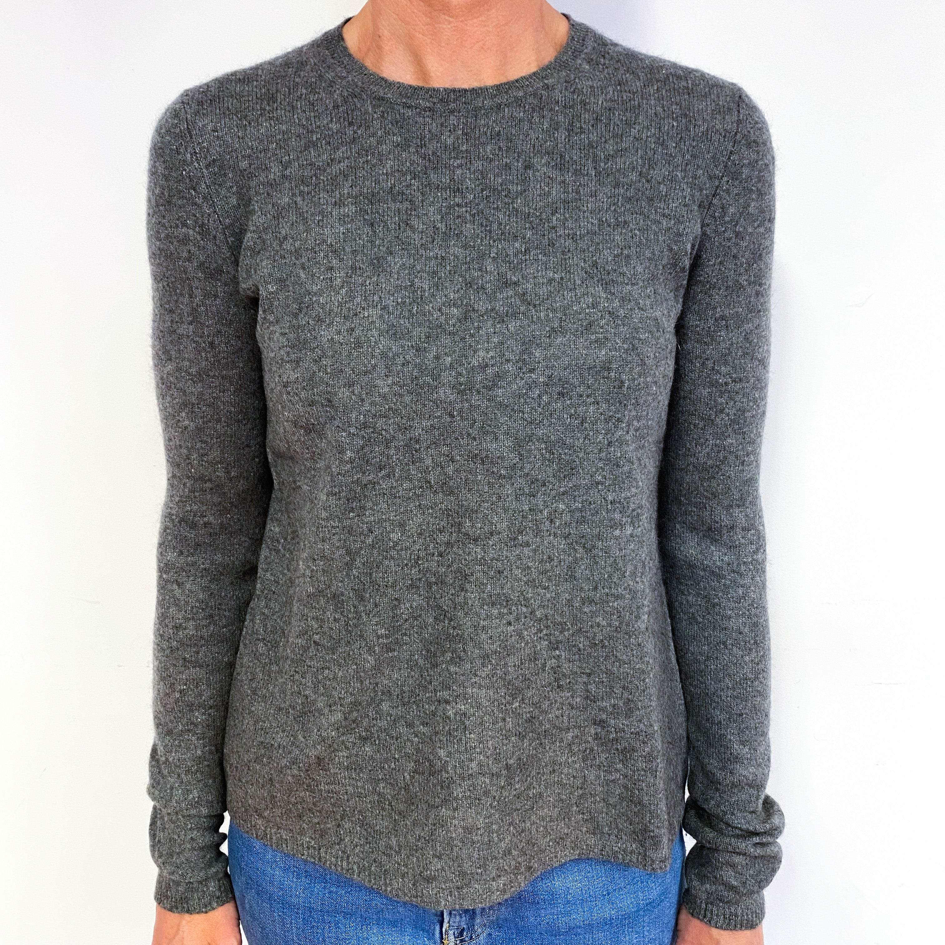 Slate Grey Cashmere Crew Neck Jumper Medium