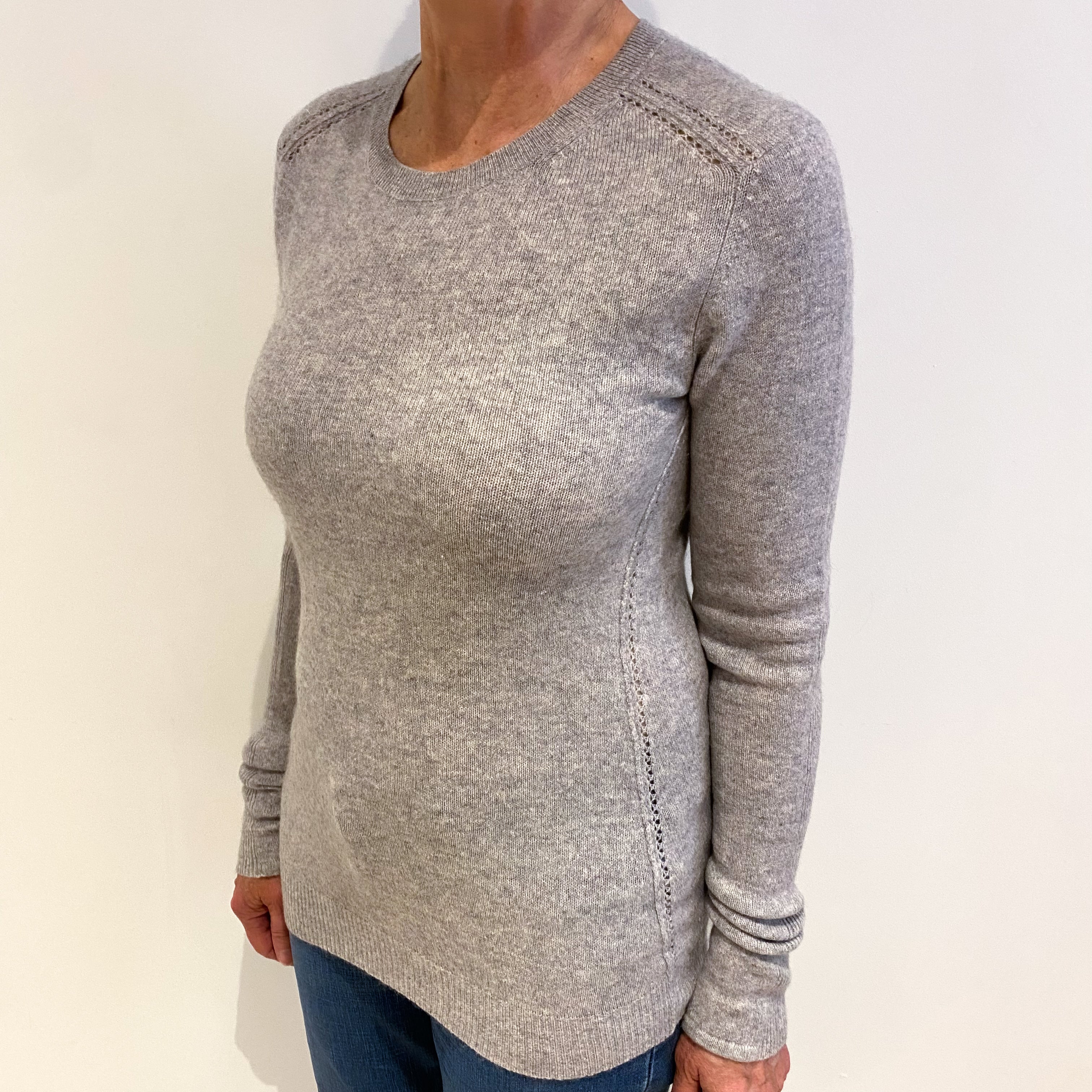Smoke Grey Cashmere Crew Neck Jumper Medium