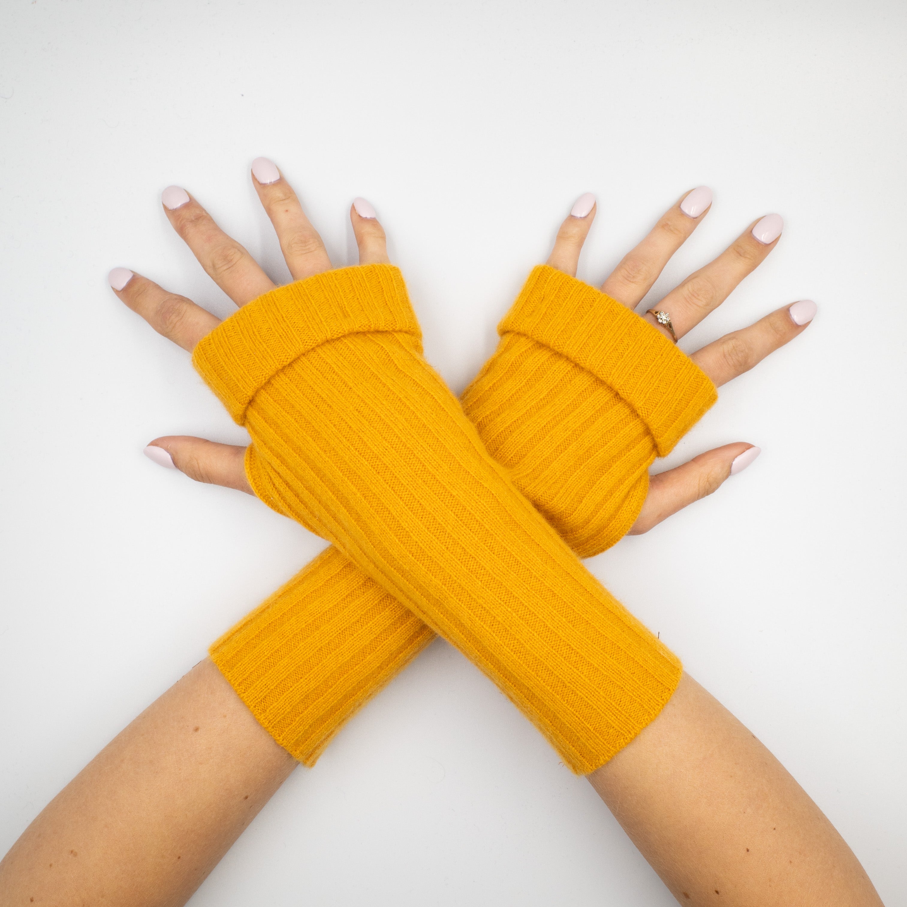 Marmalade Orange Rib Fingerless Gloves