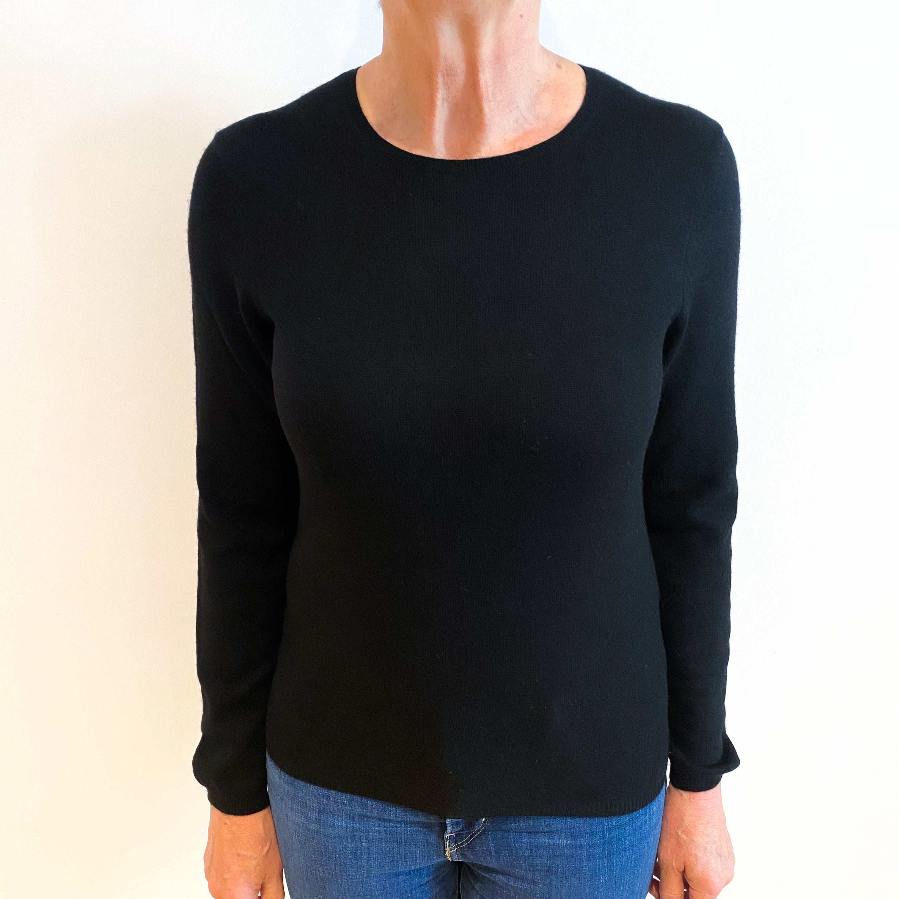 Black Cashmere Crew Neck Jumper Medium