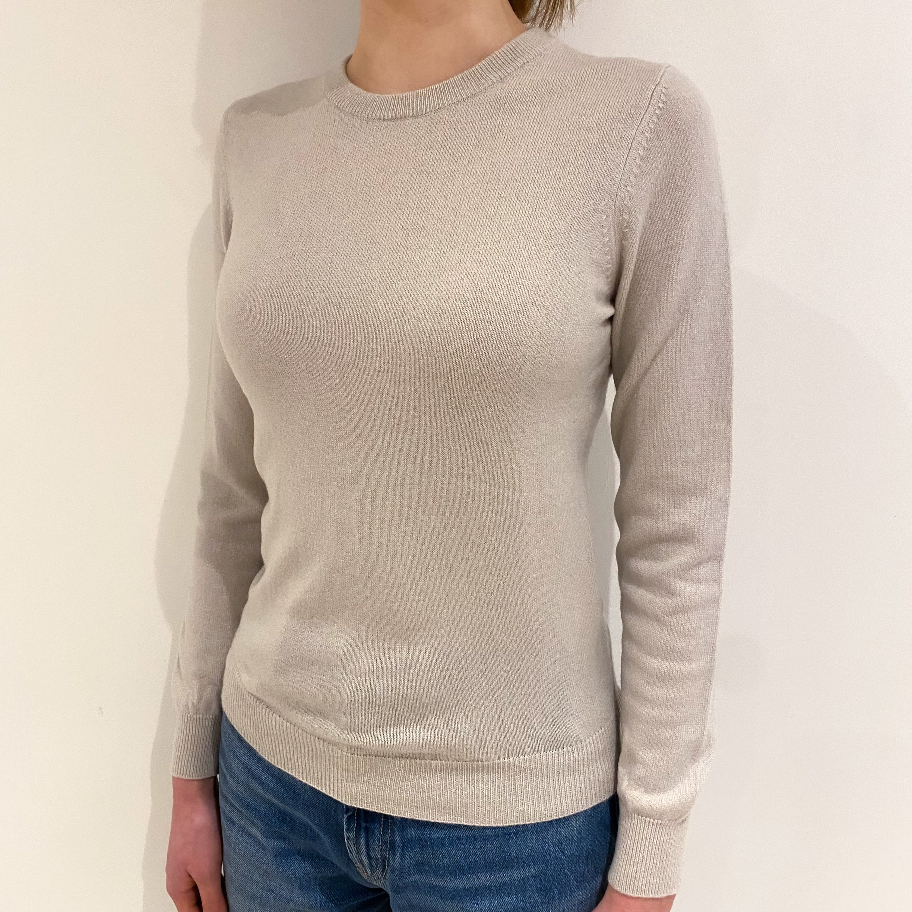 Frost Grey Cashmere Crew Neck Jumper Extra Small