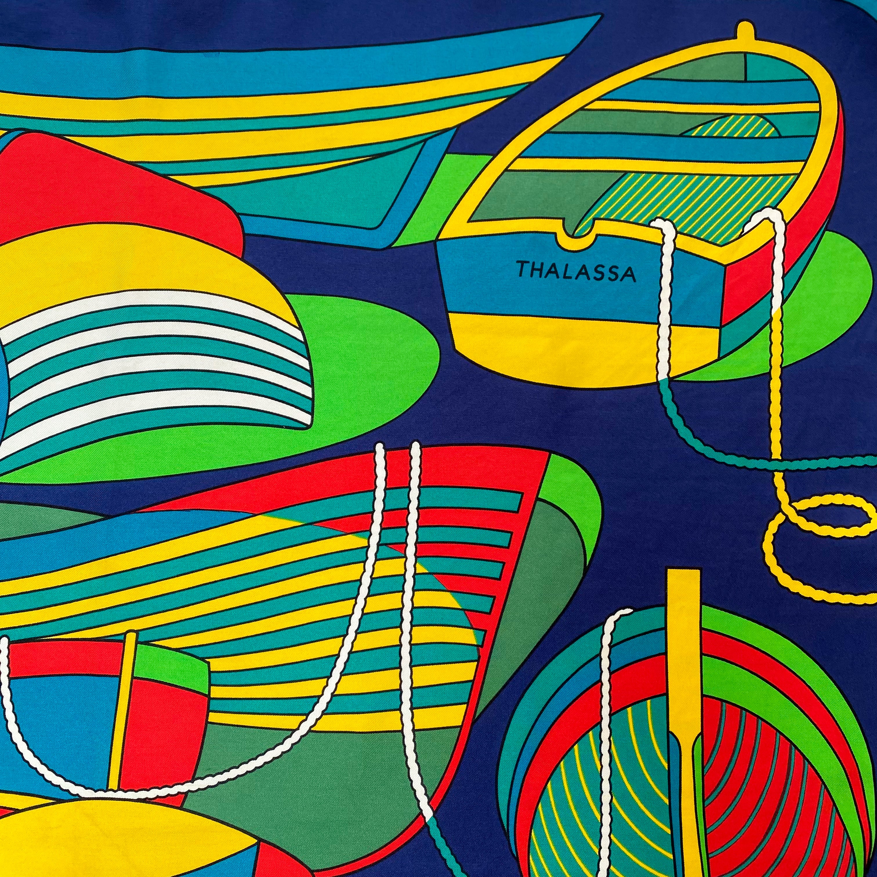 Boxed Hermès Thalassa 1971 Vintage Silk Scarf
