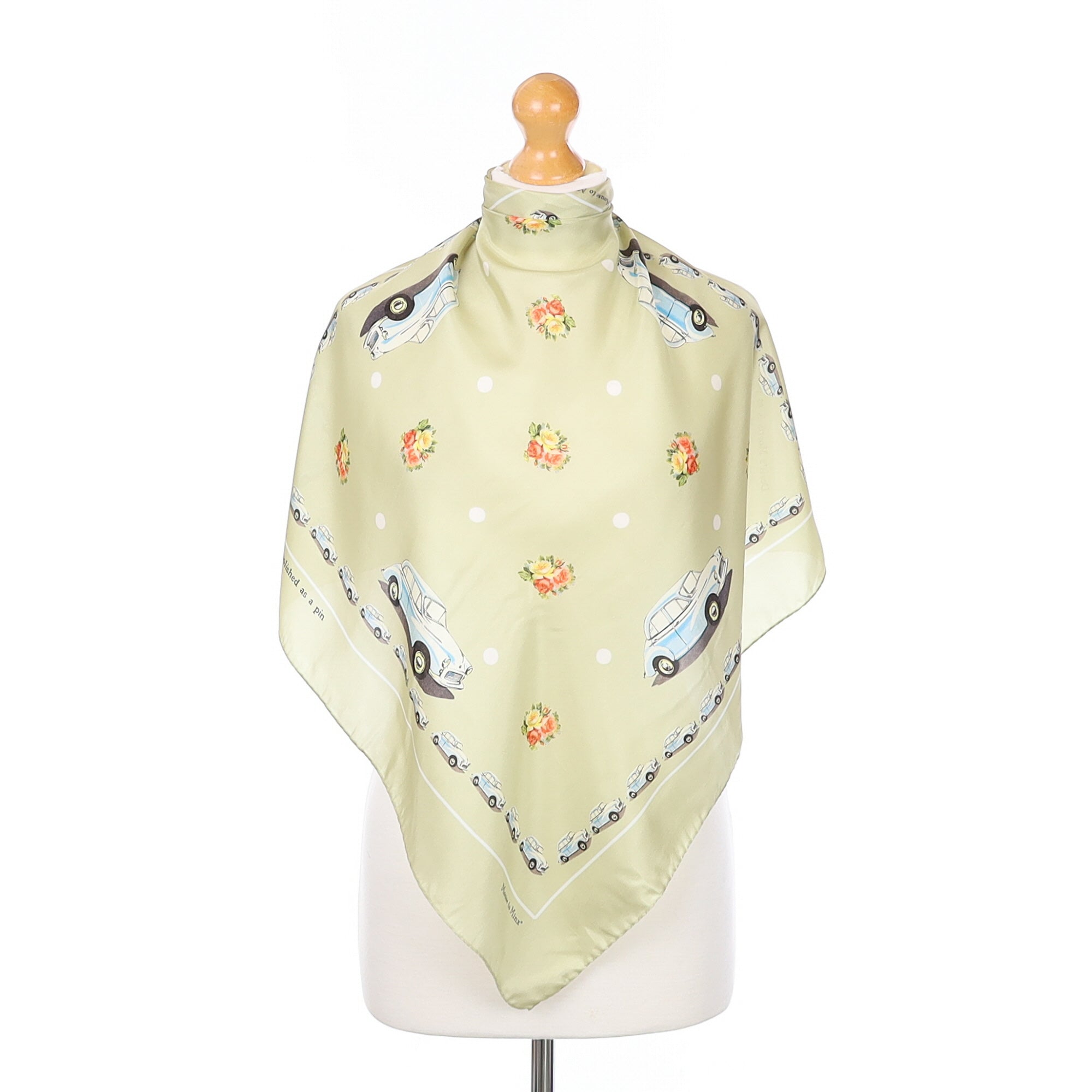 Mouse to Minx Morris Minor Sage Green Silk Scarf