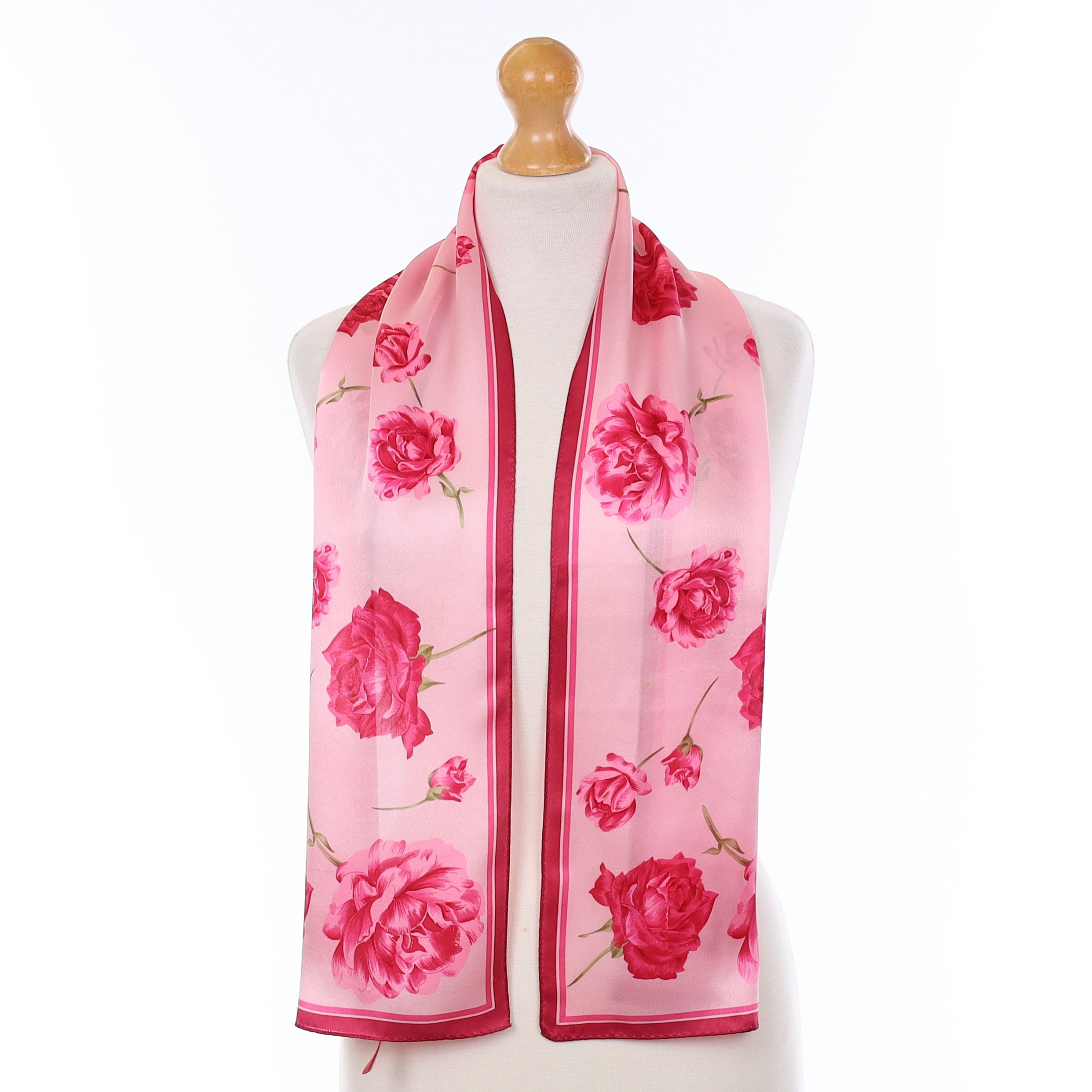 Anne Klein Pink Floral Silk Scarf