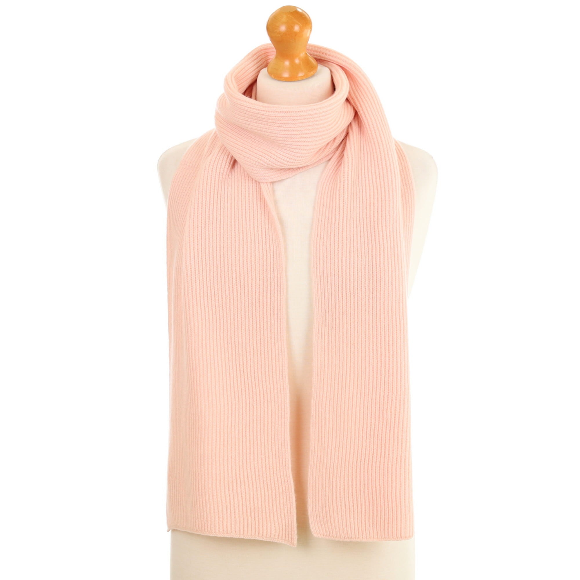 Brand New Scottish Shell Pink Rib Cashmere Scarf