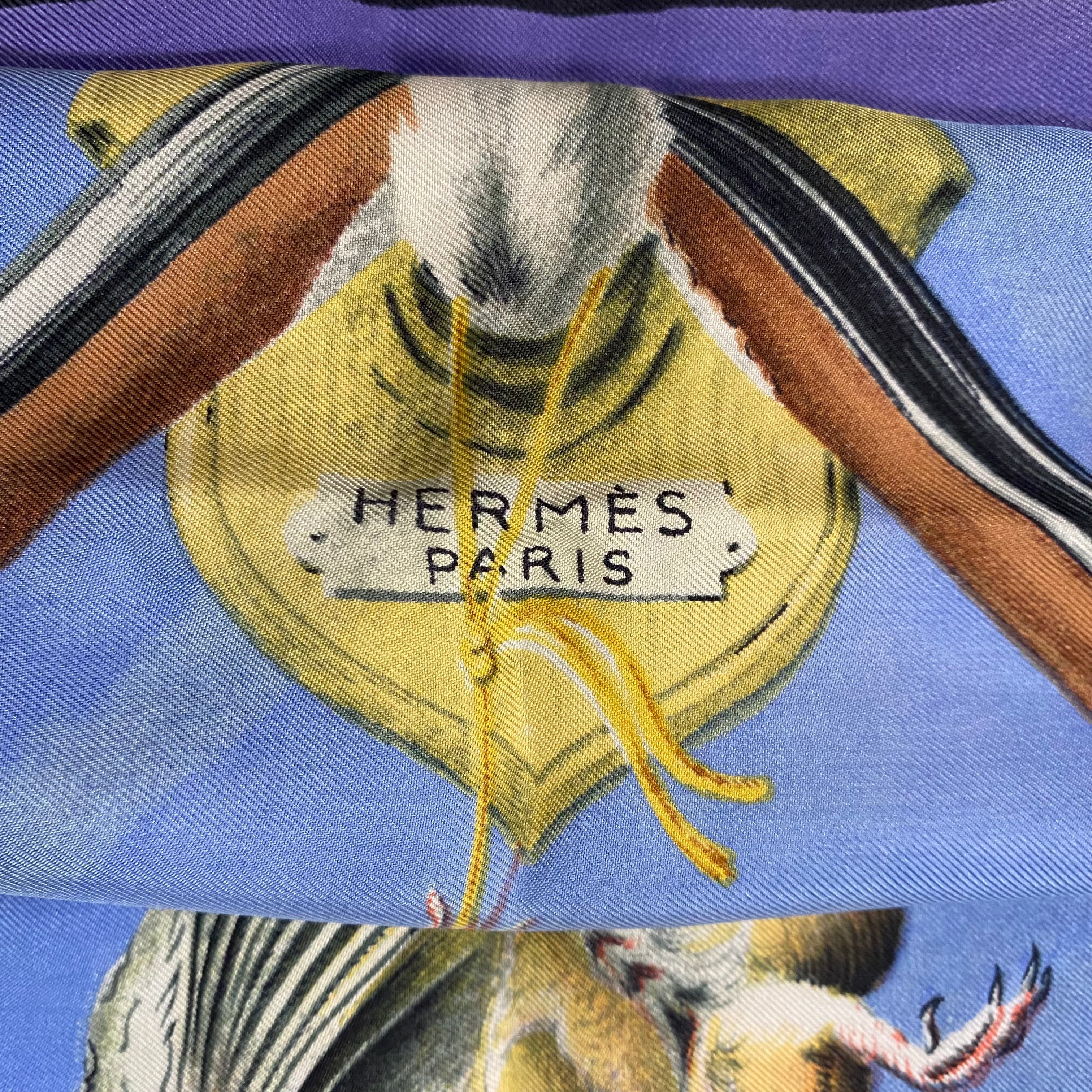 Hermès Les Fusils Vintage Silk Scarf