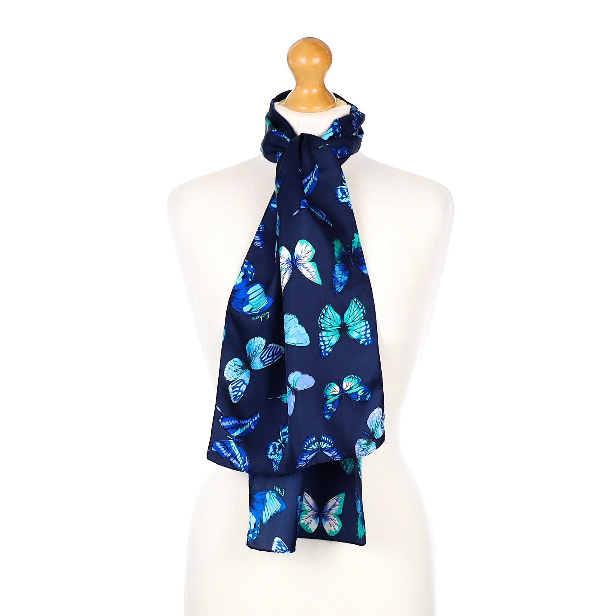 Echo Blue Butterfly Vintage Silk Scarf