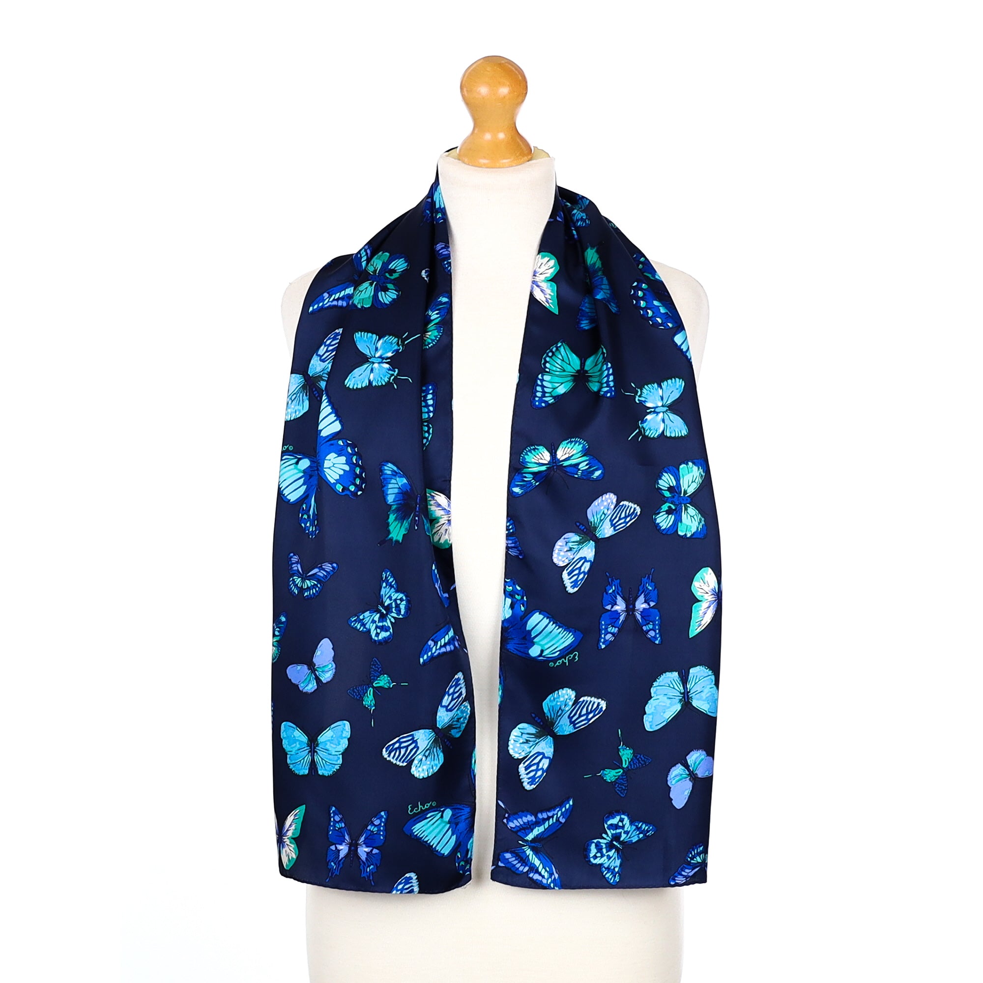 Echo Blue Butterfly Vintage Silk Scarf