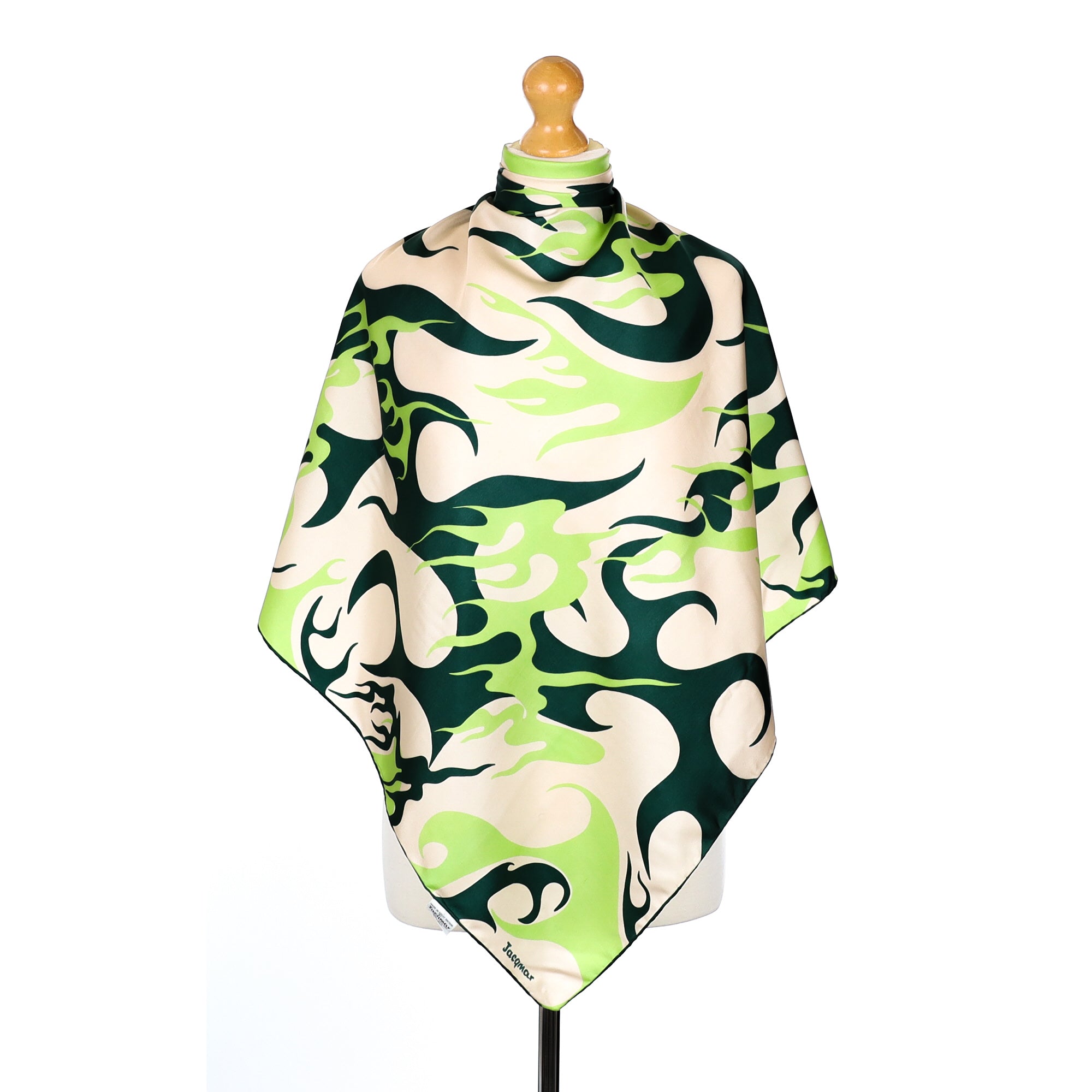 Jacqmar Green Abstract Vintage Silk Scarf