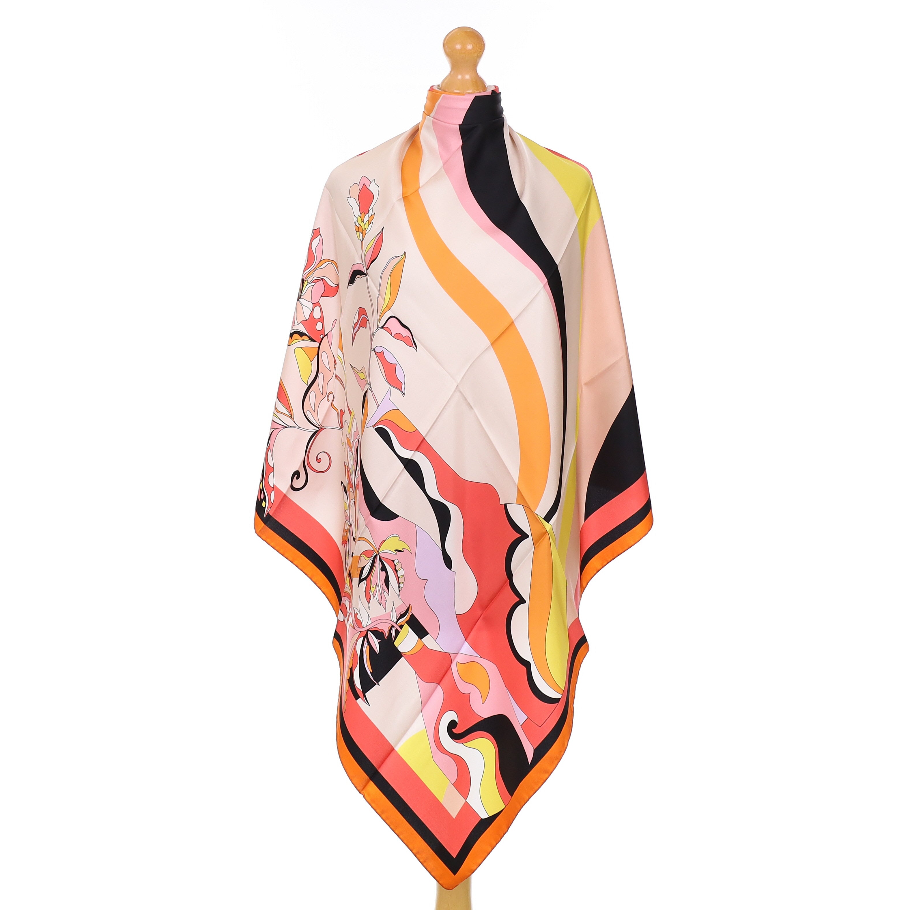 Brand New Italian Coral Vase Design Silk Scarf