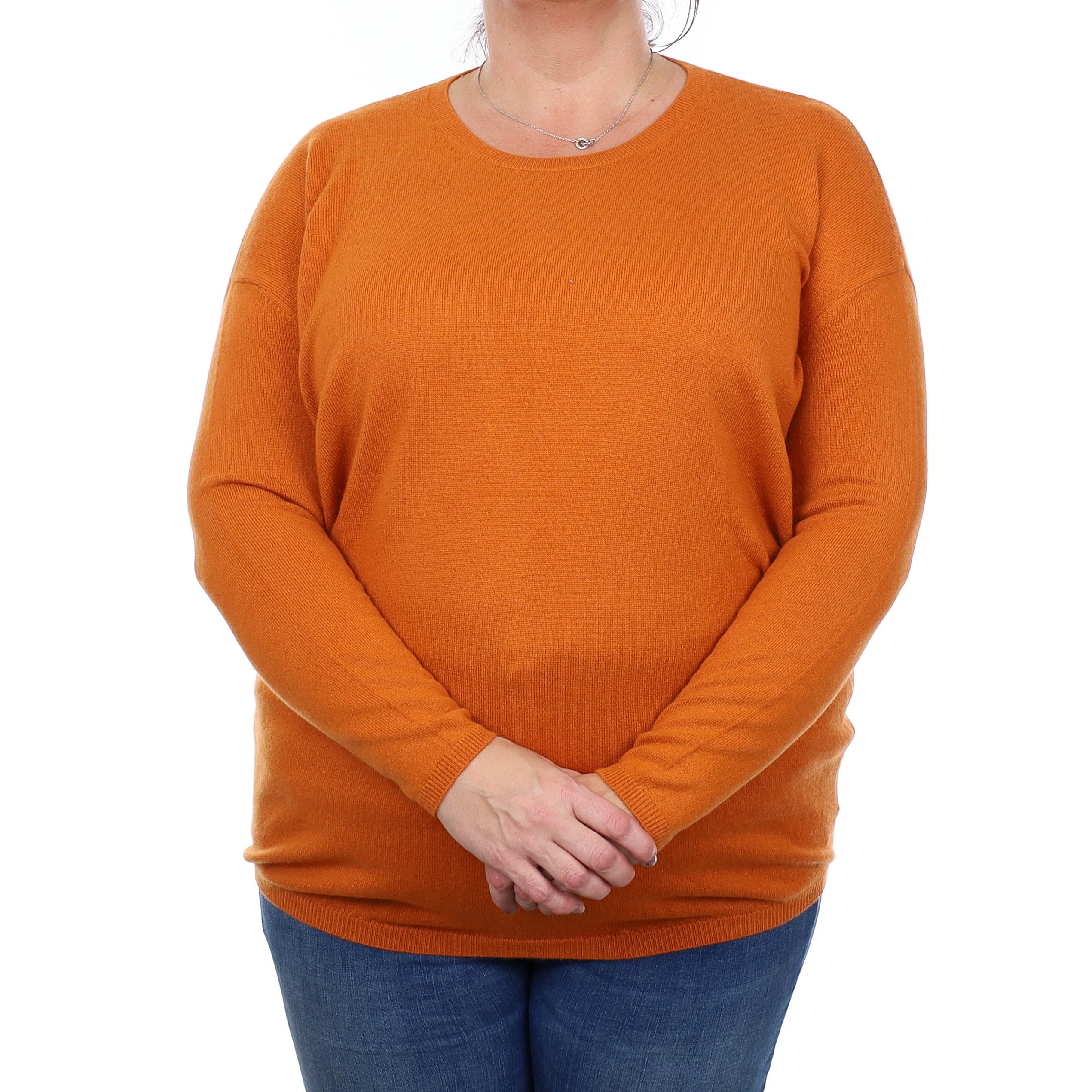 Eric Bompard Burnt Orange Cashmere Crew Neck Jumper Extra Large