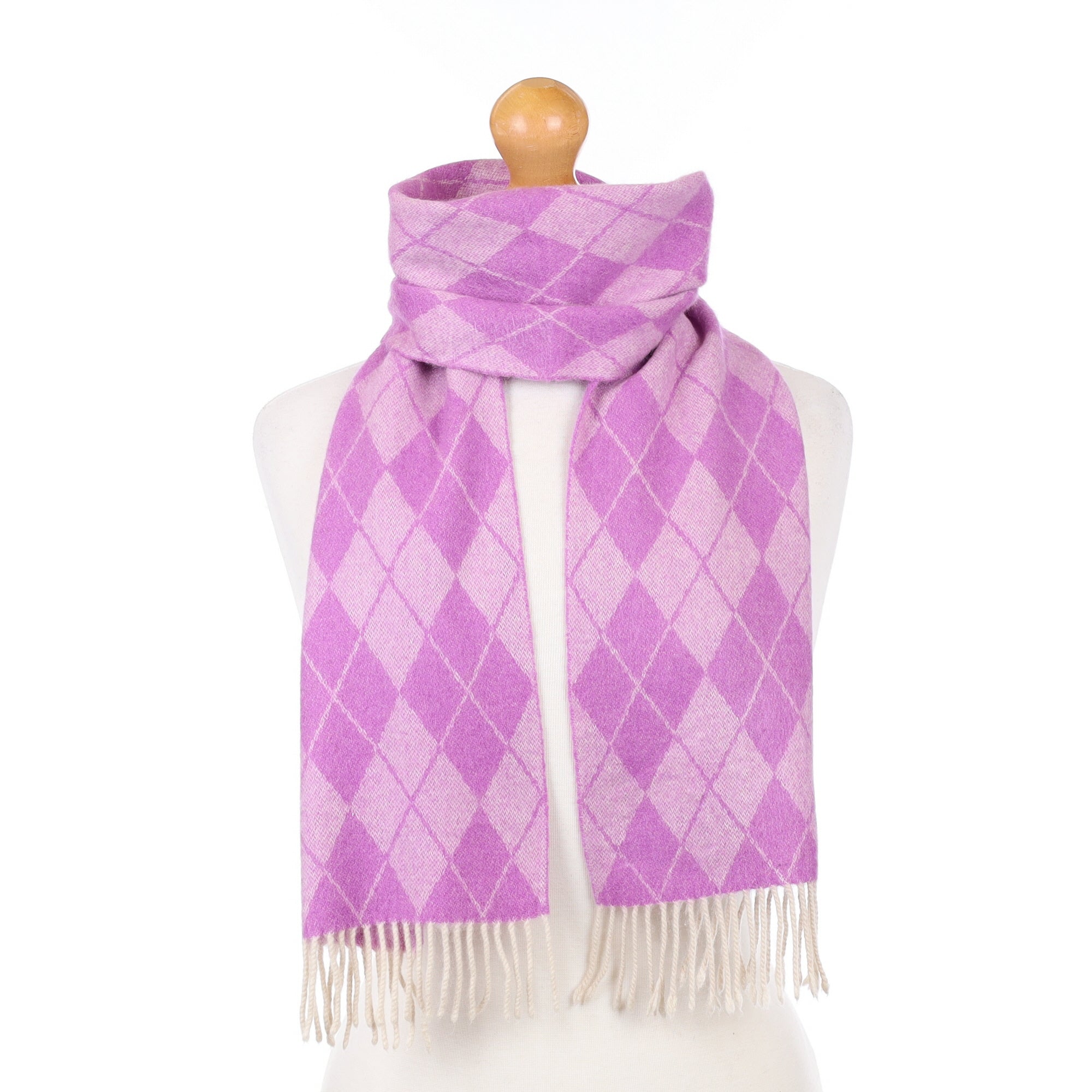 Mauve Diamond Pattern Cashmere Woven Scarf