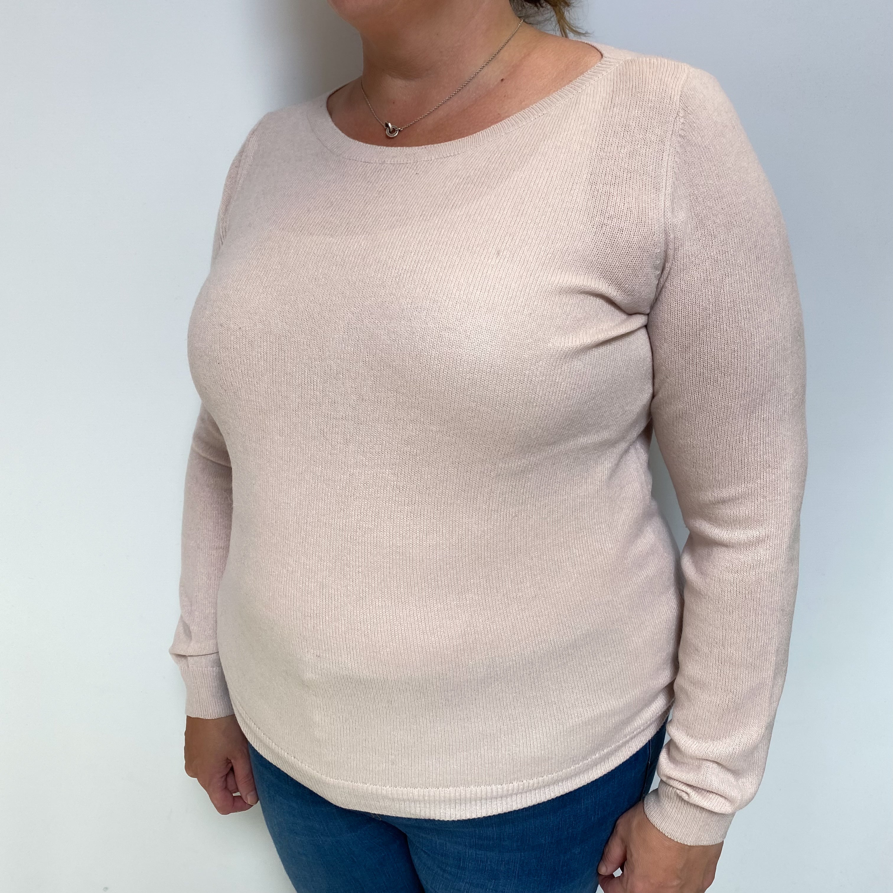 Shell Pink Cashmere Crew Neck Jumper Extra Large