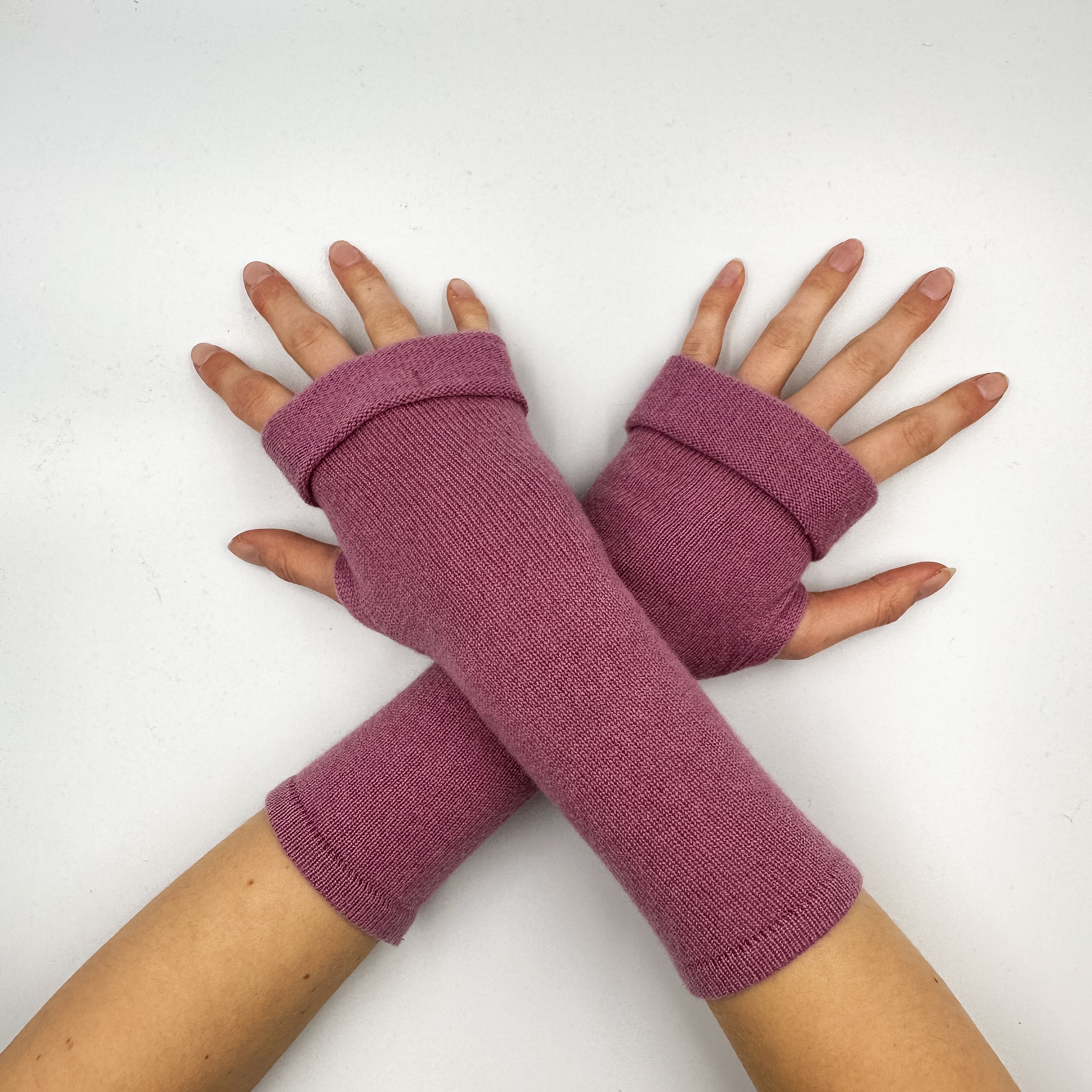 Mauve Pink Fingerless Gloves