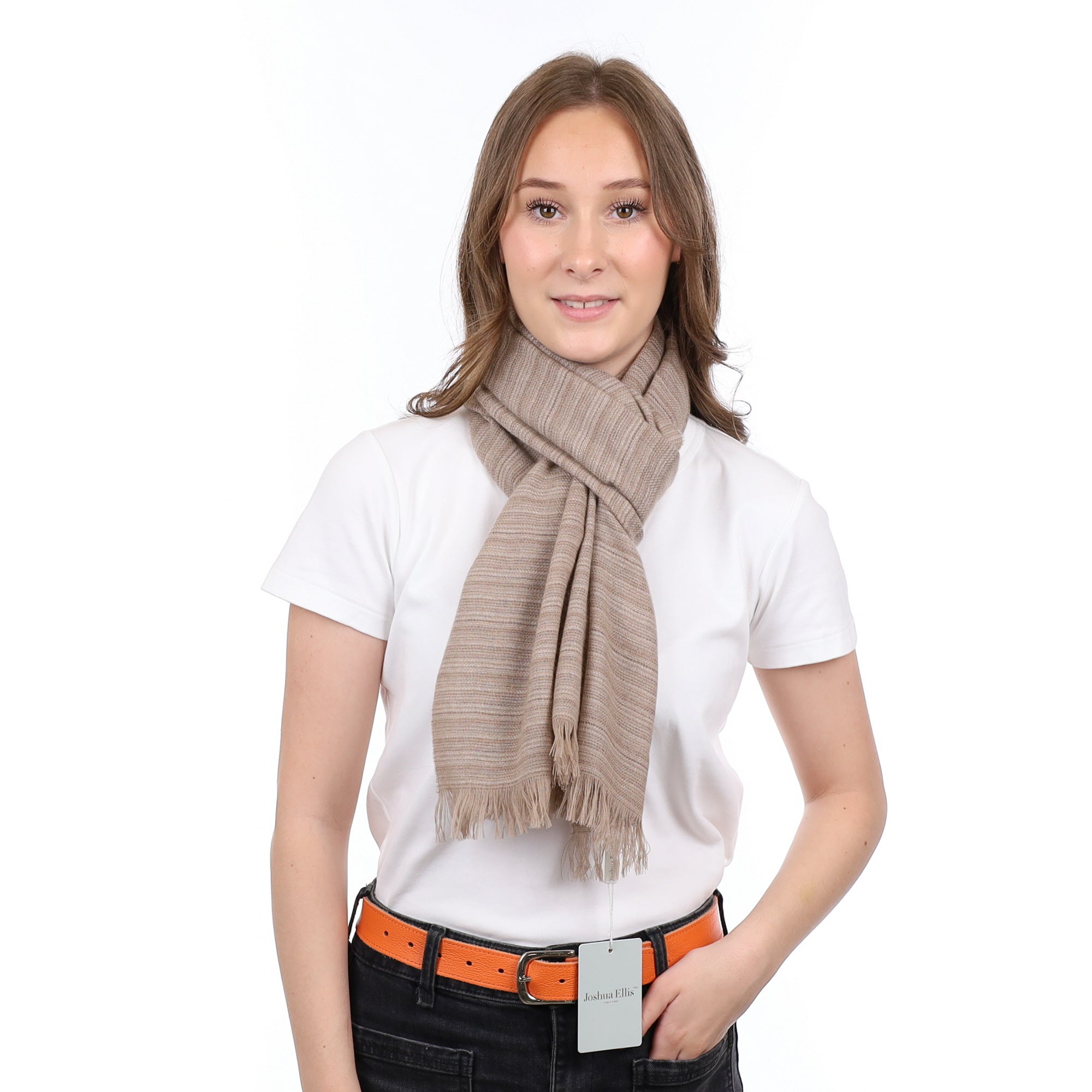 Brand New British Two Tone Fawn Luxury Woven Cashmere Mini Wrap