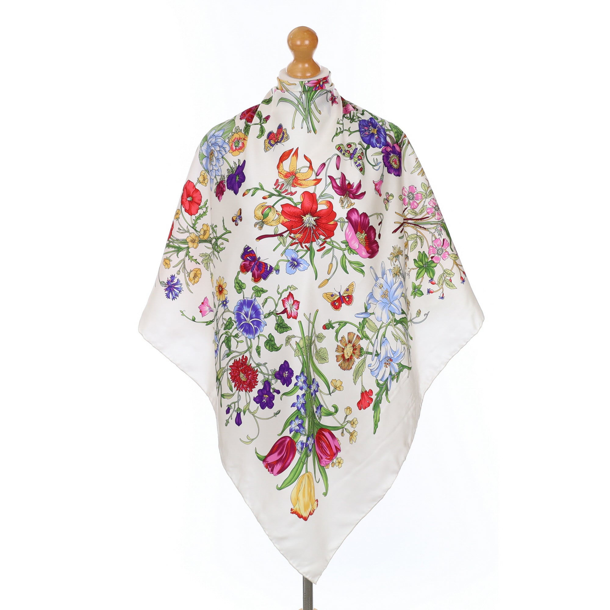 Immaculate Alessandro Meucci White Floral Silk Scarf