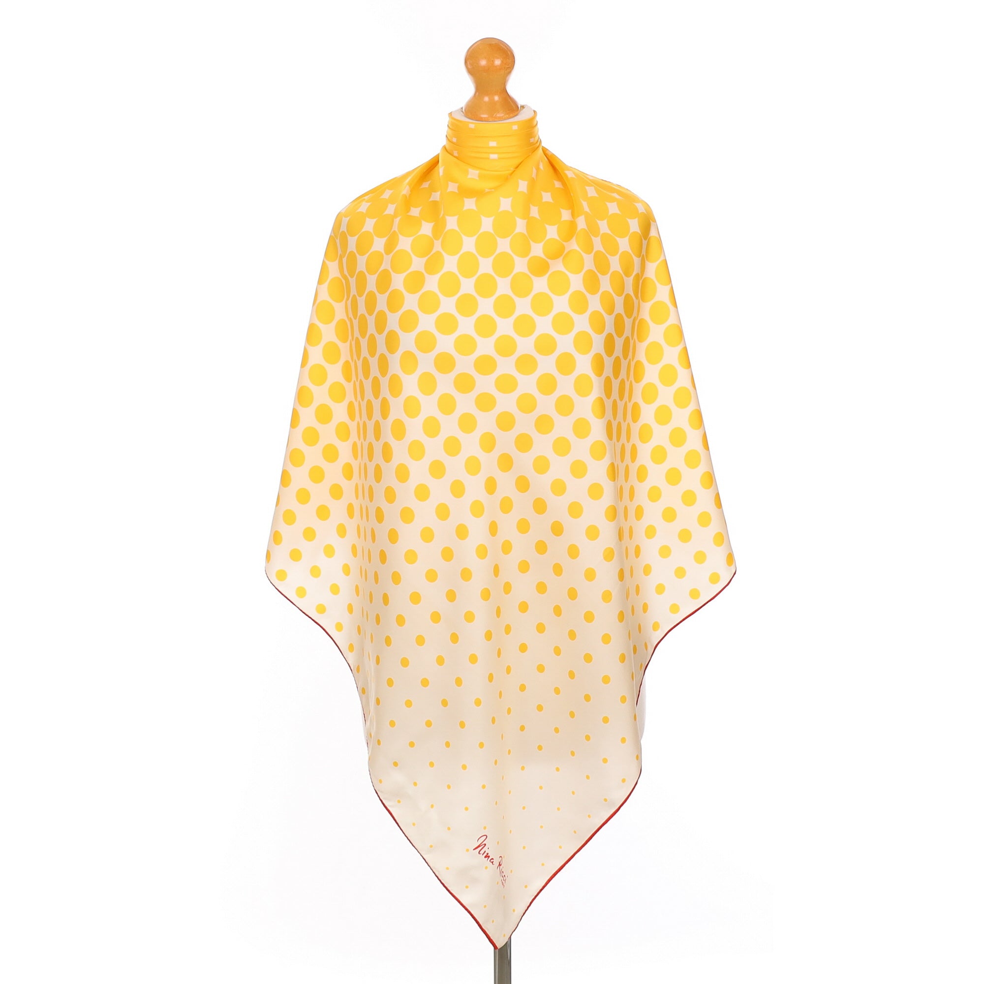 Nina Ricci Yellow Spotted Silk Scarf