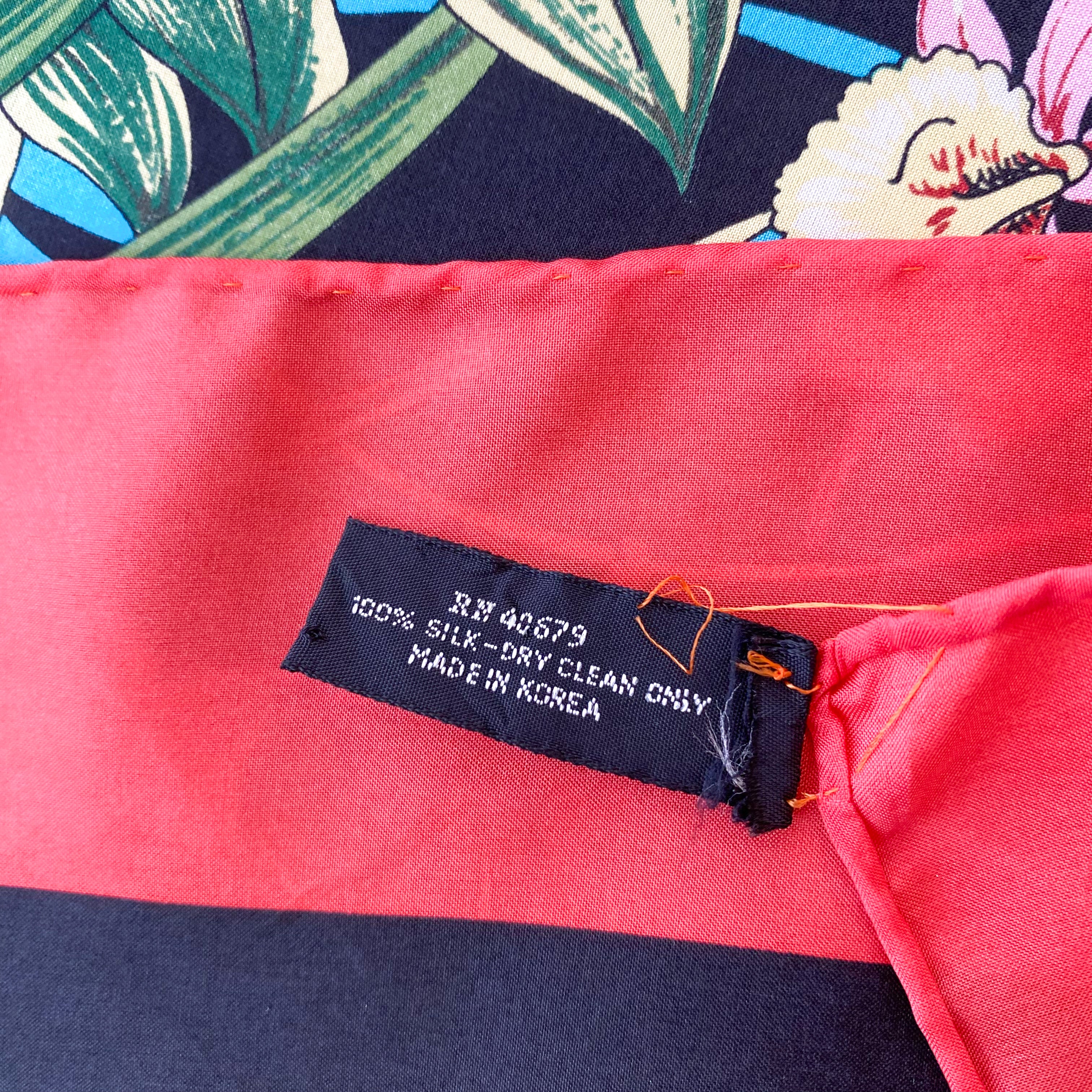 1980s Harvé Benard Floral Vintage Silk Scarf