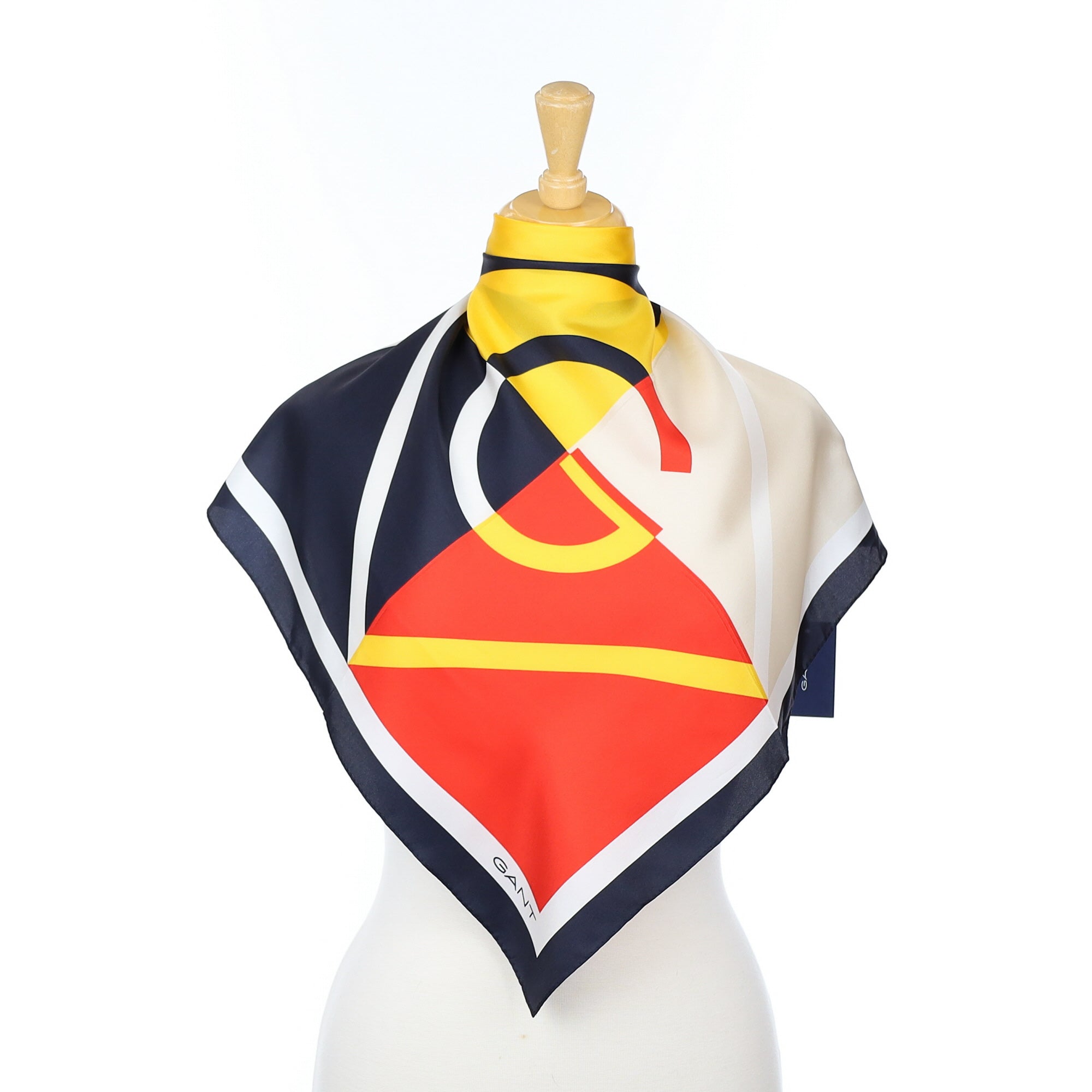 Brand New Gant Black, Red and Yellow Silk Scarf