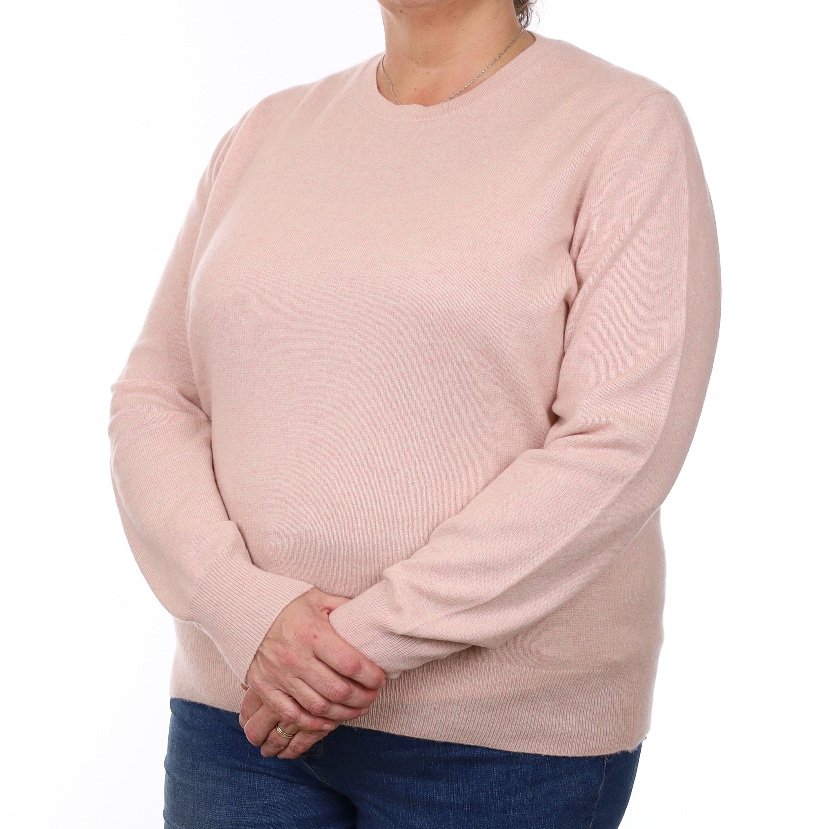 Oyster Pink Cashmere Crew Neck Jumper Extra Large