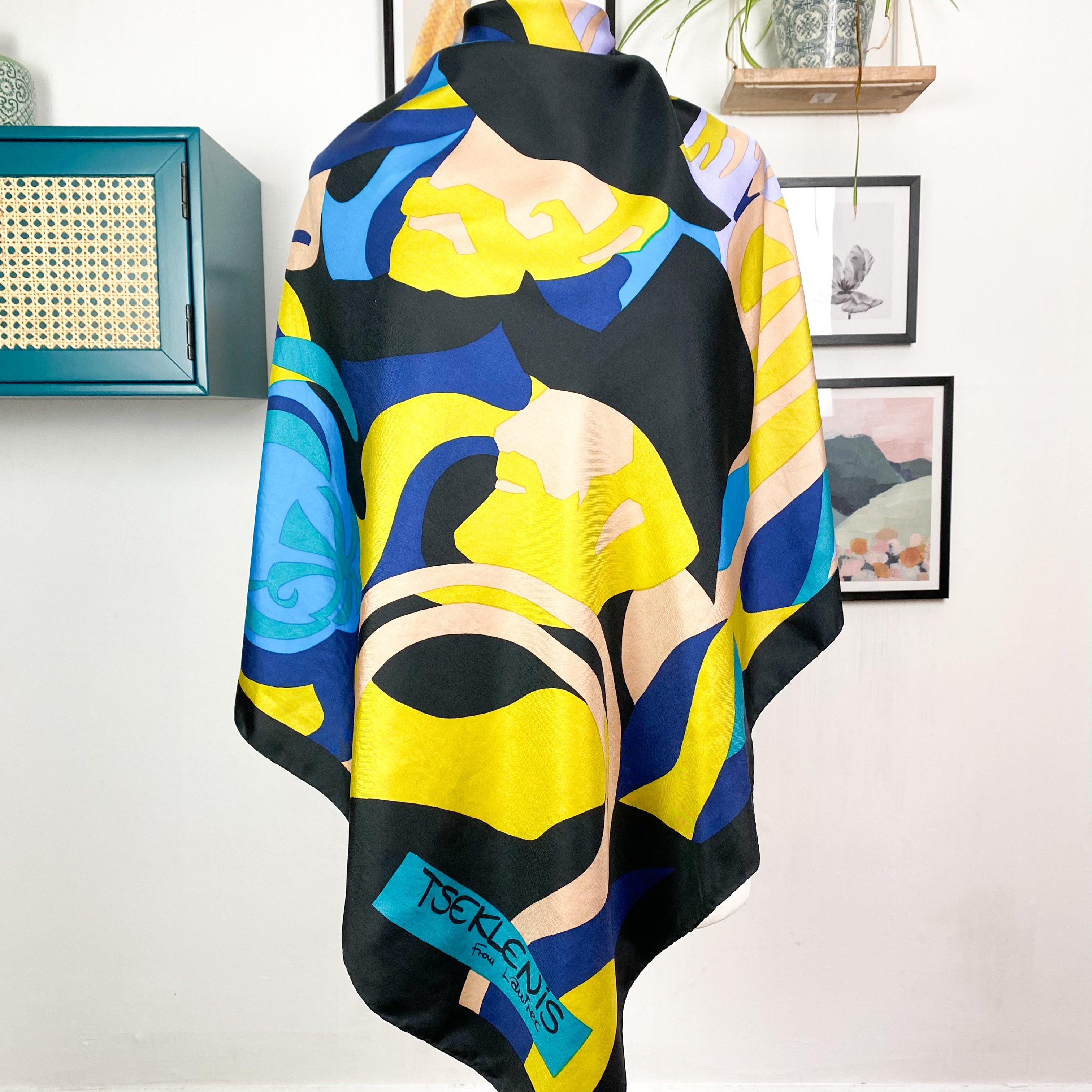 1970s Lautrec Abstract Vintage Silk Scarf