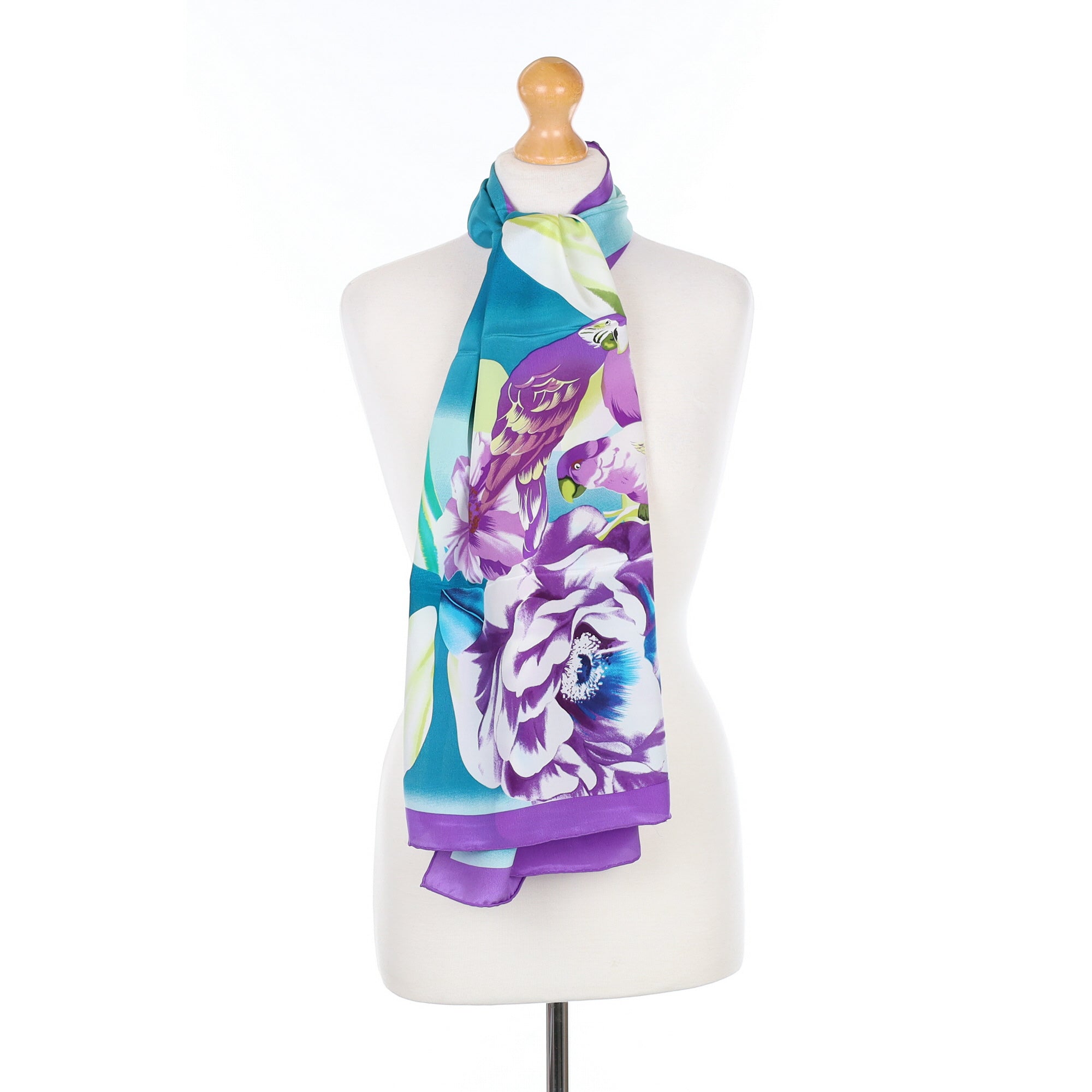 Brand New Jammers & Leufgen Purple Floral Silk Scarf