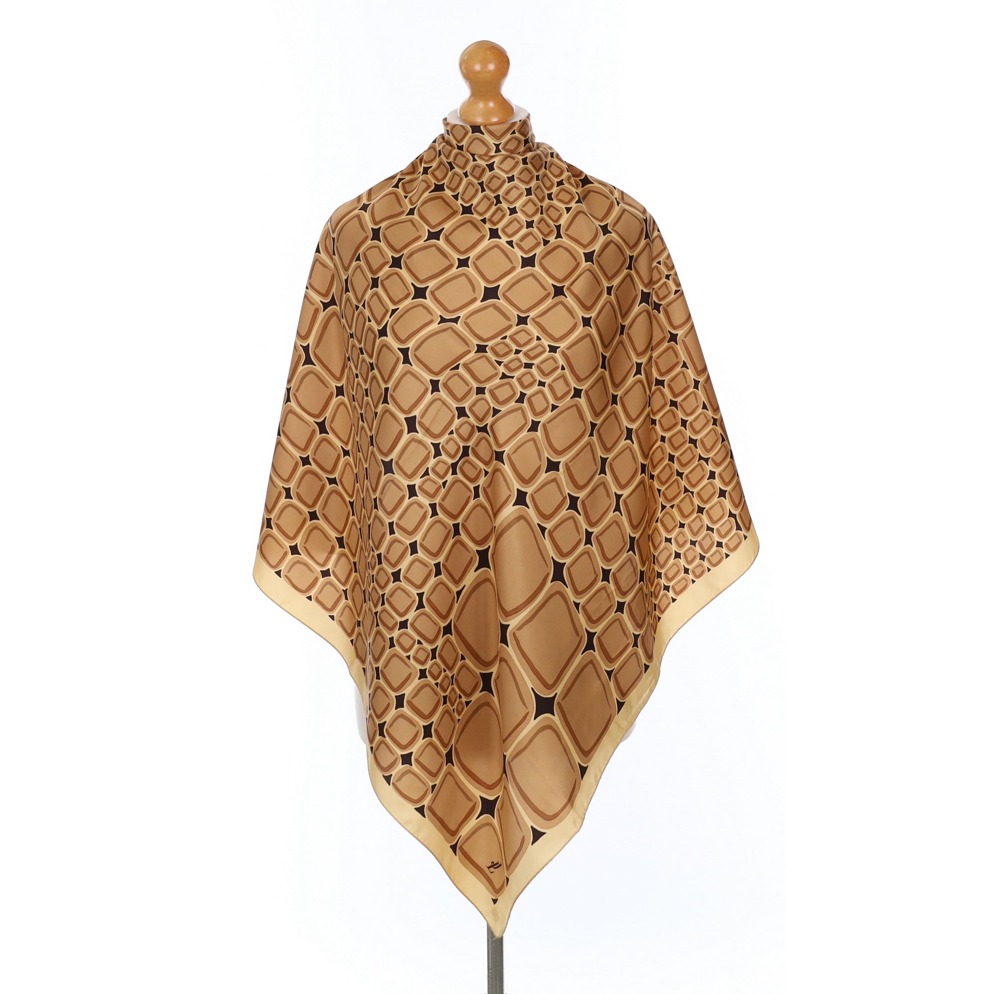 Jammers & Leufgen Abstract Brown Silk Scarf