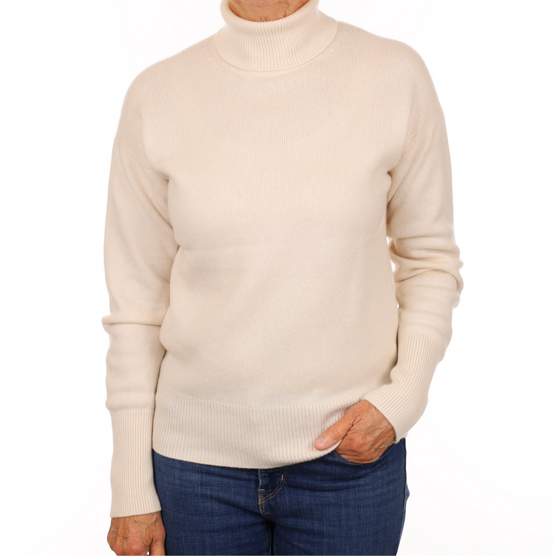 Cos Ivory Cashmere Polo Neck Jumper Medium