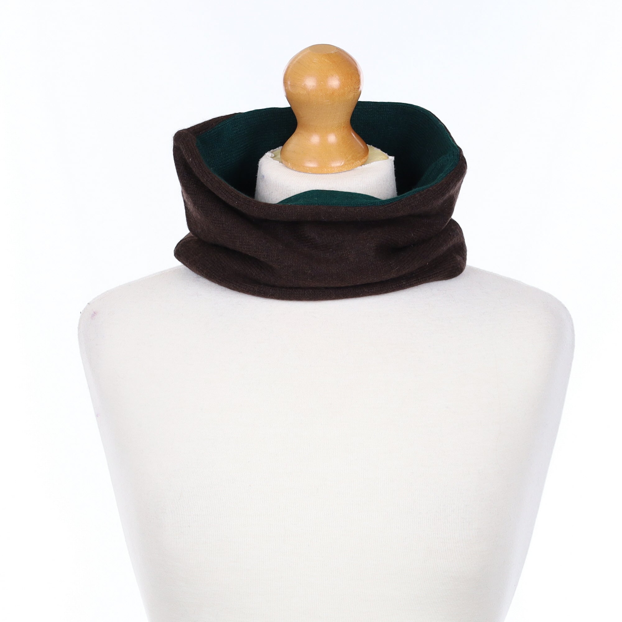 Chocolate and Bottle Green Neck Warmer