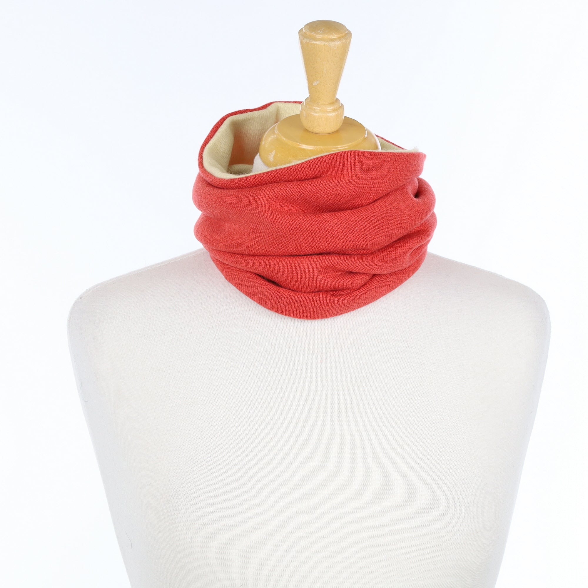 Deep Coral Orange and Pale Yellow Luxury Double Layered Snood