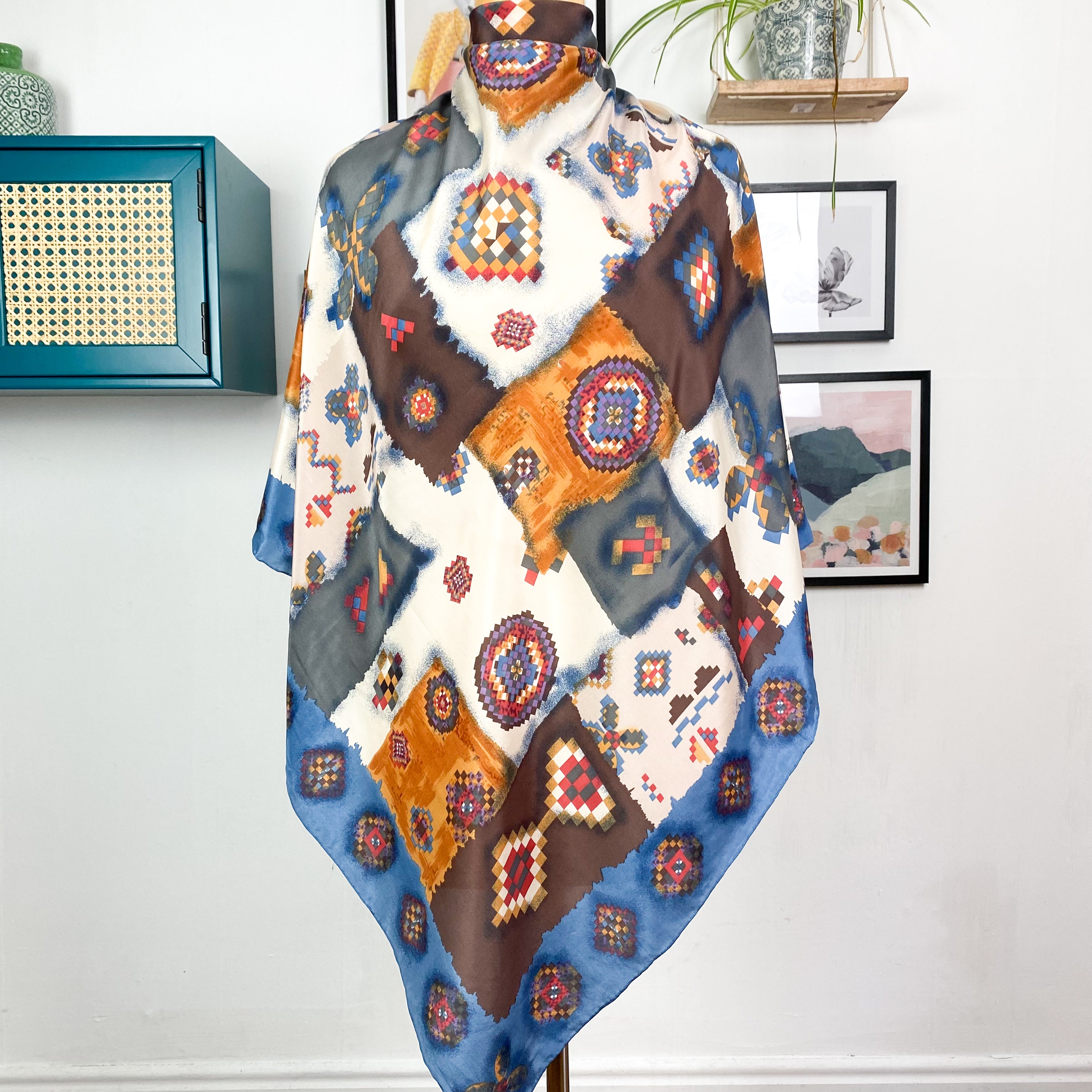 Crêpe Jane Shilton Aztec Vintage Silk Scarf