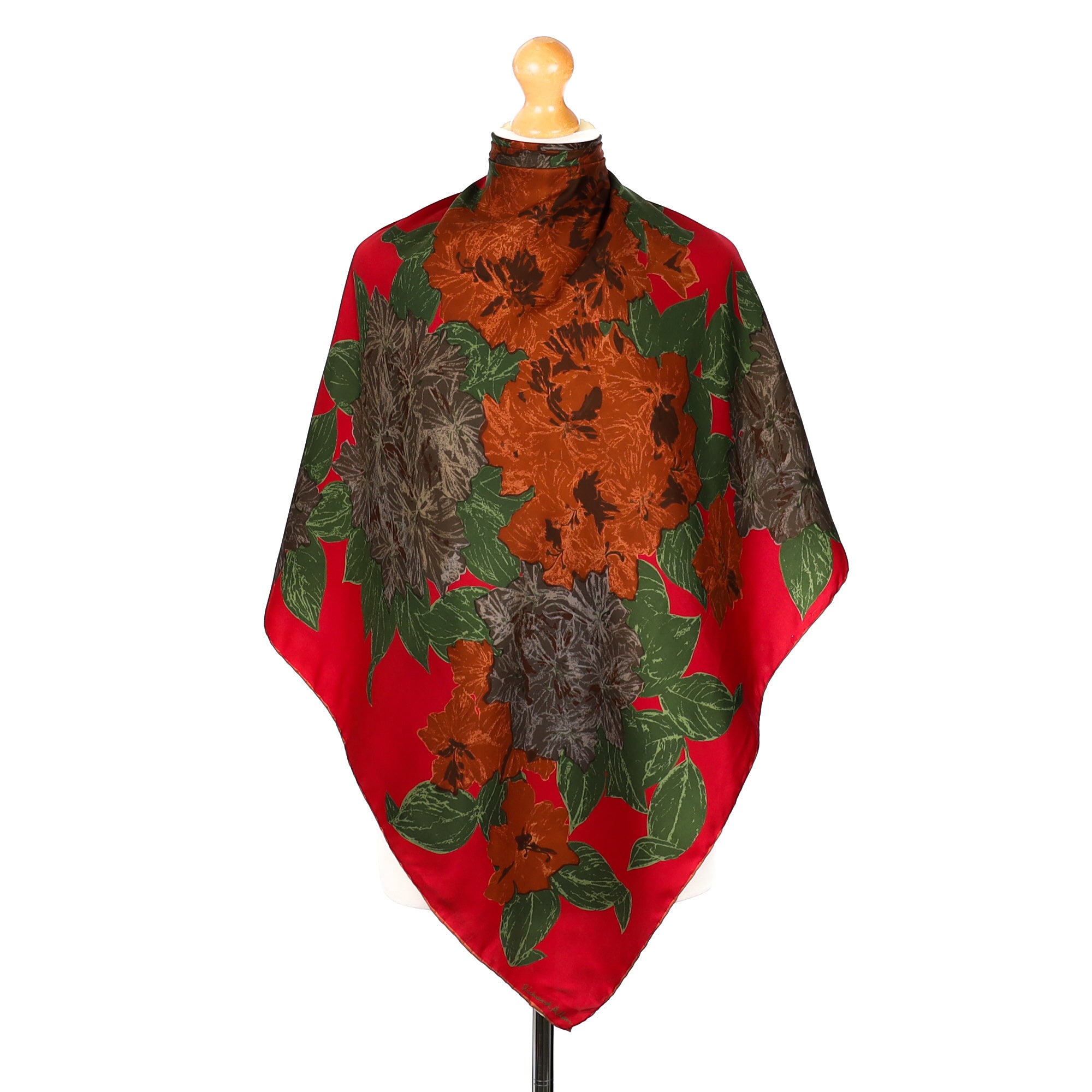 1970’s Richard Allan Red Floral Vintage Silk Scarf