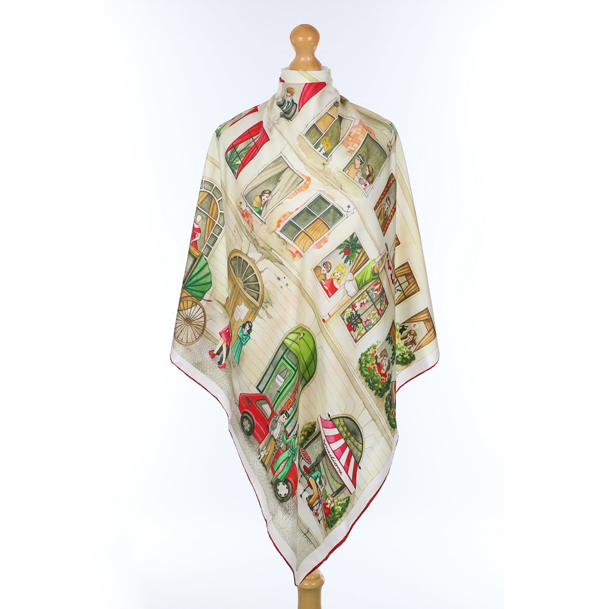 City Street Scene Silk Scarf
