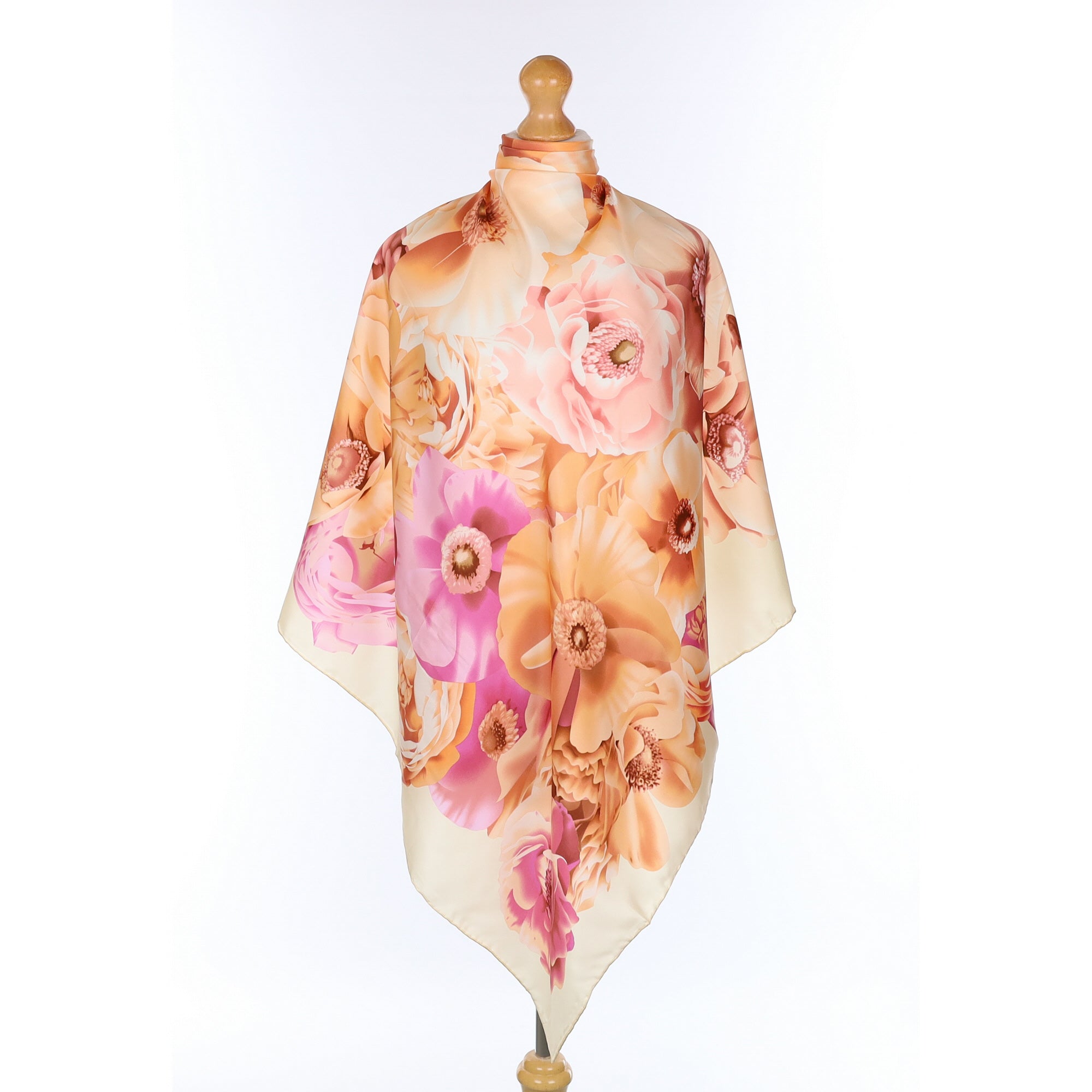 Pink Floral Silk Scarf