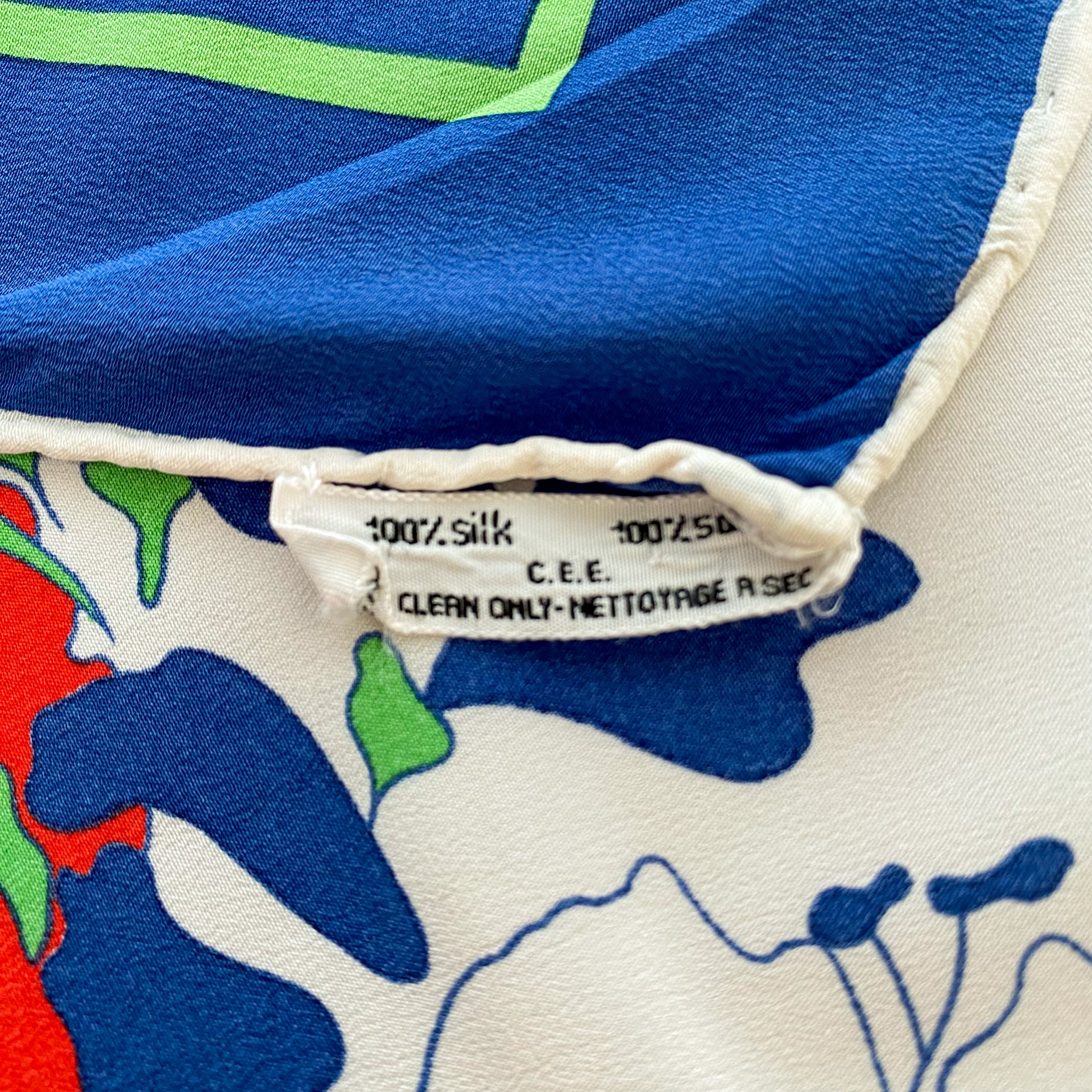 Rochas French Colourful Vintage Silk Scarf