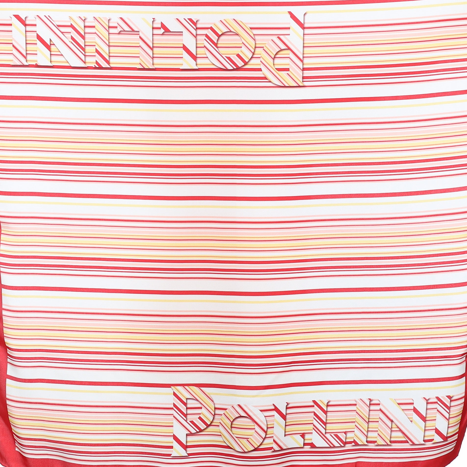 Brand New Pollini Red Striped Silk Scarf