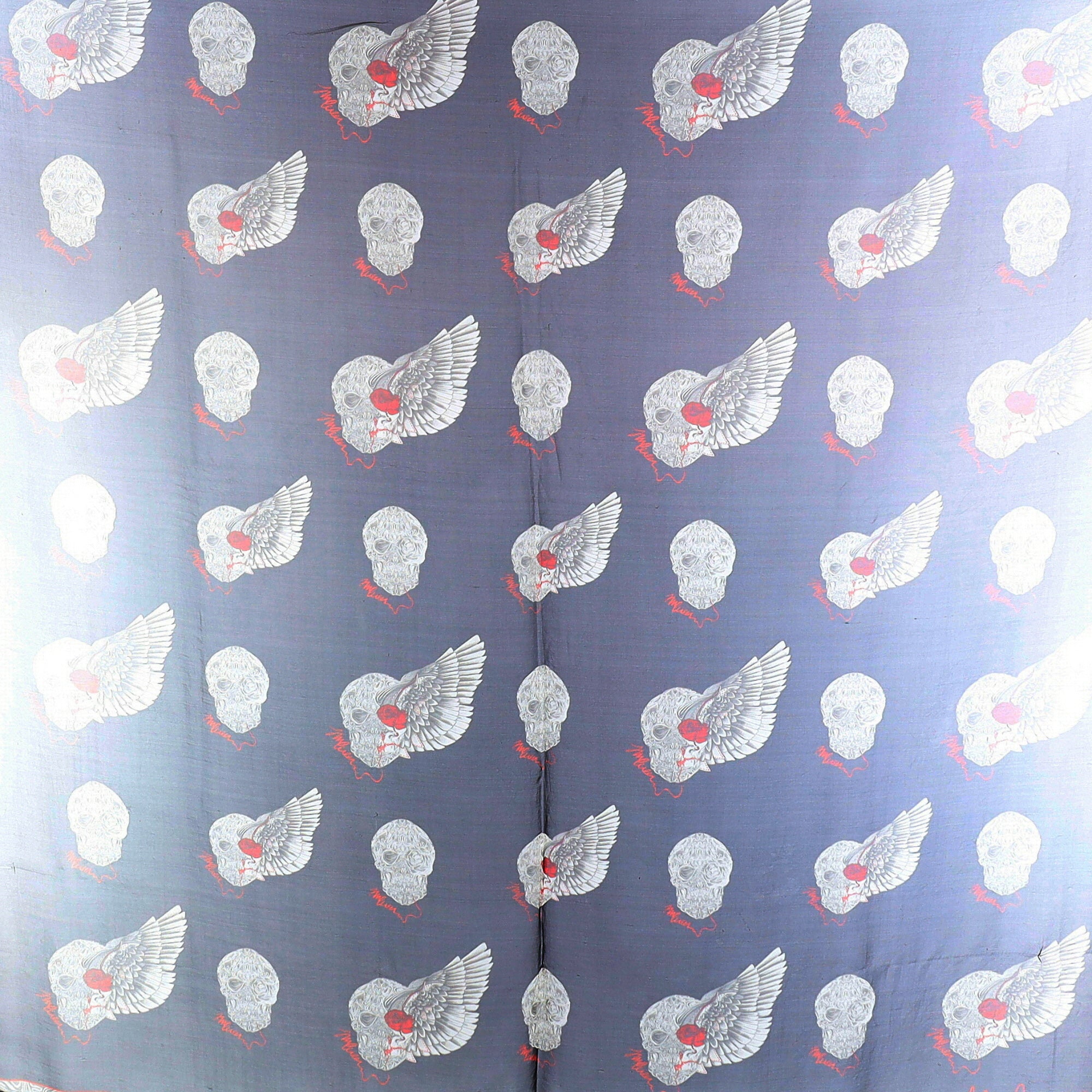 Alexander McQueen Black, Grey and Red Skull Silk Scarf