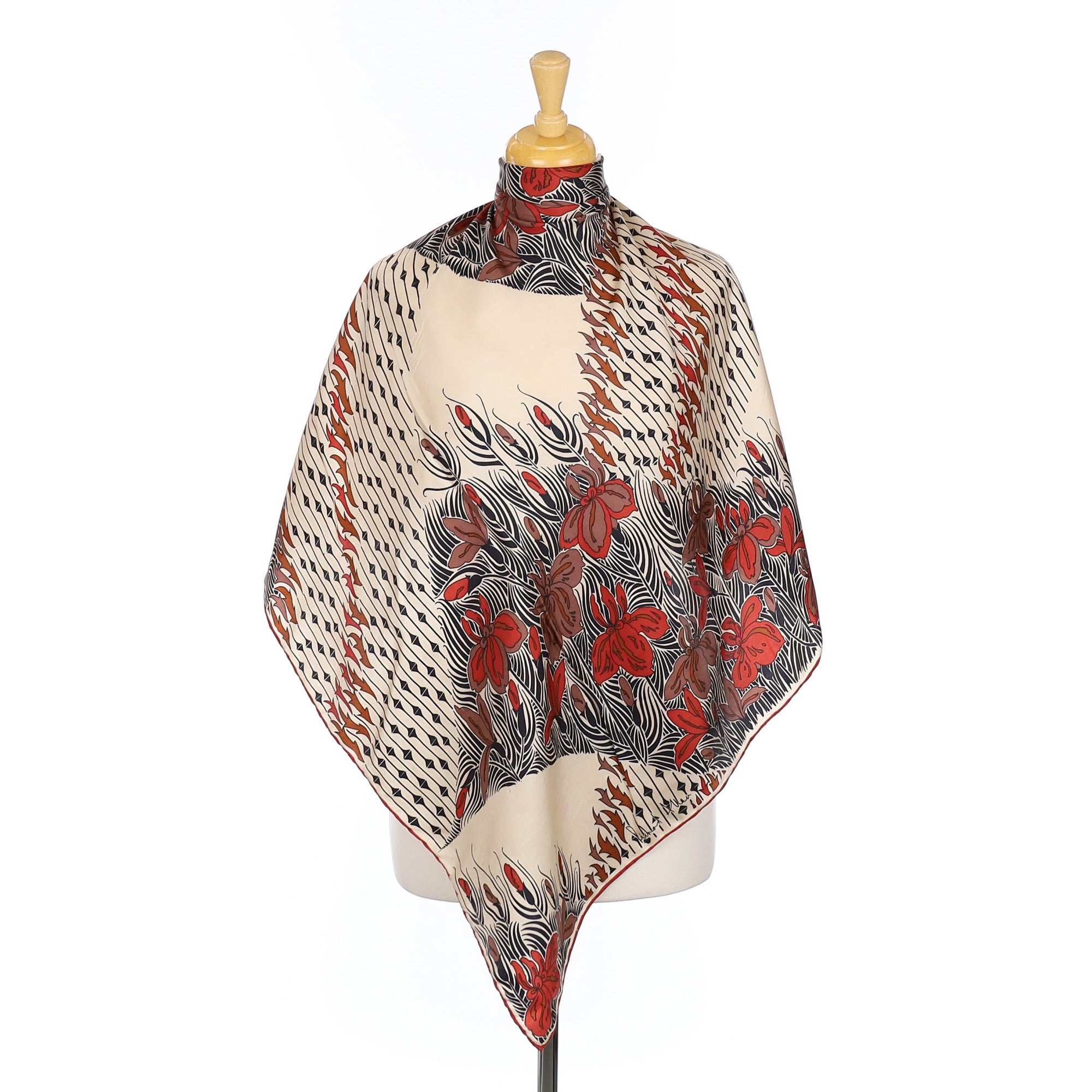 1970’s Richard Allan Vintage Abstract Floral Silk Scarf